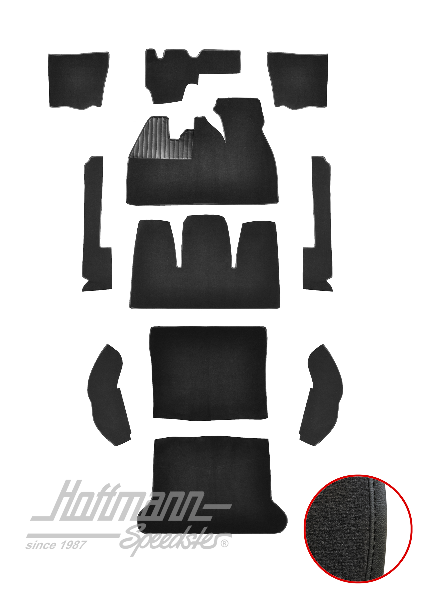 Carpet kit, Beetle Sedan, 8.61-7.68, black |  | 026-5421