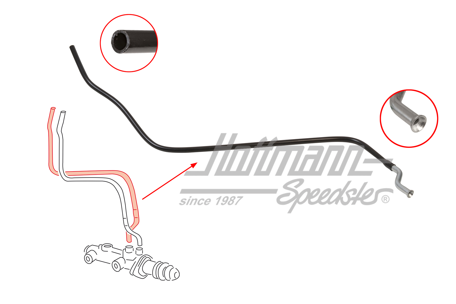 Pipe, master cylinder / reservoir, 911, front                                                       