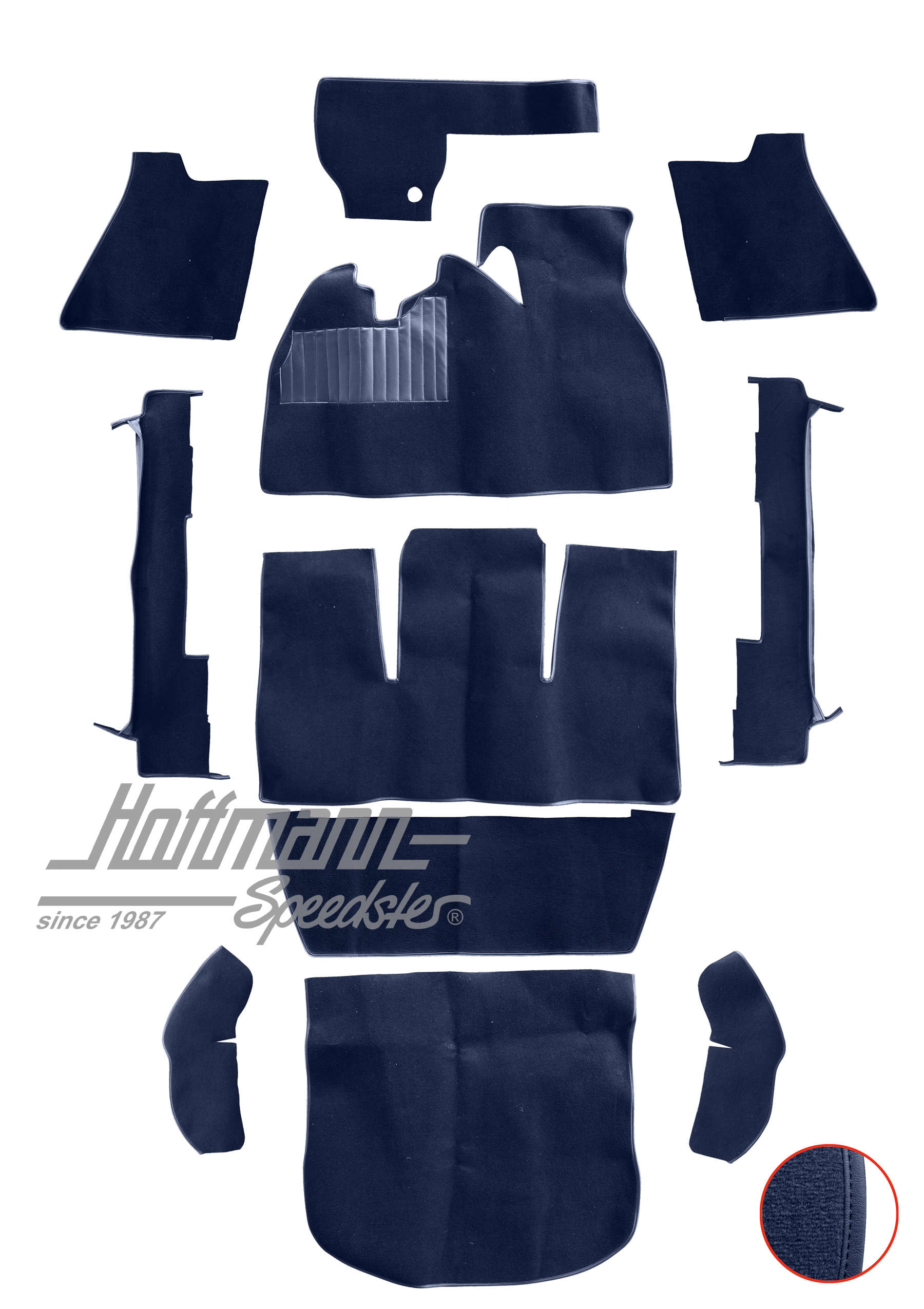 Carpet kit, Beetle Sedan, 1302, blue |  | 026-5624