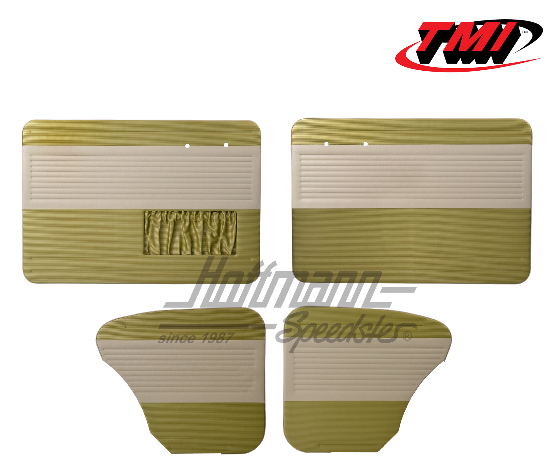 Door panels, Beetle Sedan, 55-64, off-white/pea green | 19-1122-25-15 | 055-7504-08