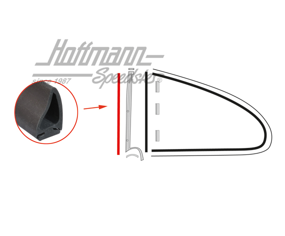 Seal, door window / vent wing, 59-66 | 143 847 341 AE | 060-0406