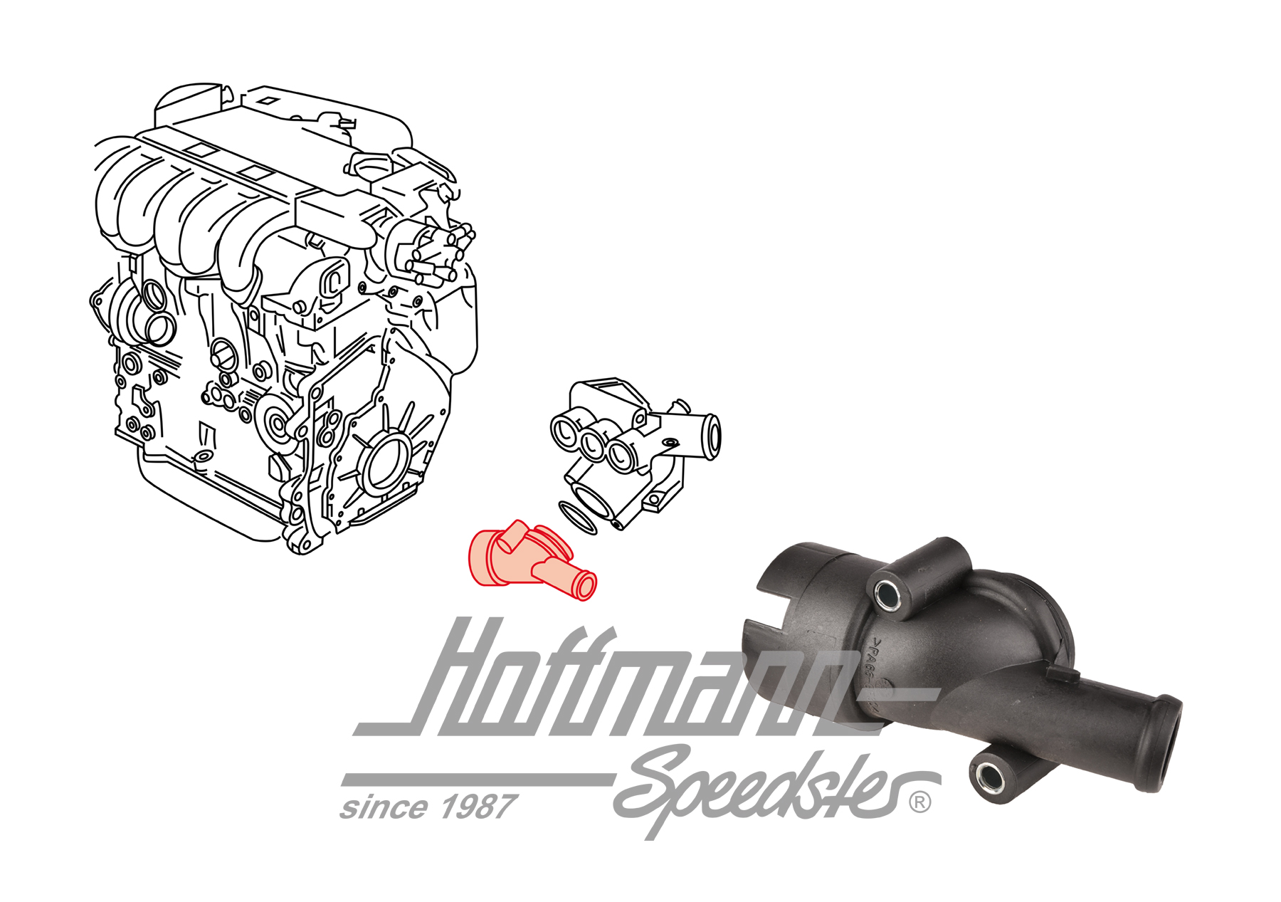 Water flange, Bus T4 VR6/Golf 3 VR6 | 021 121 133 C | 401-1980-13