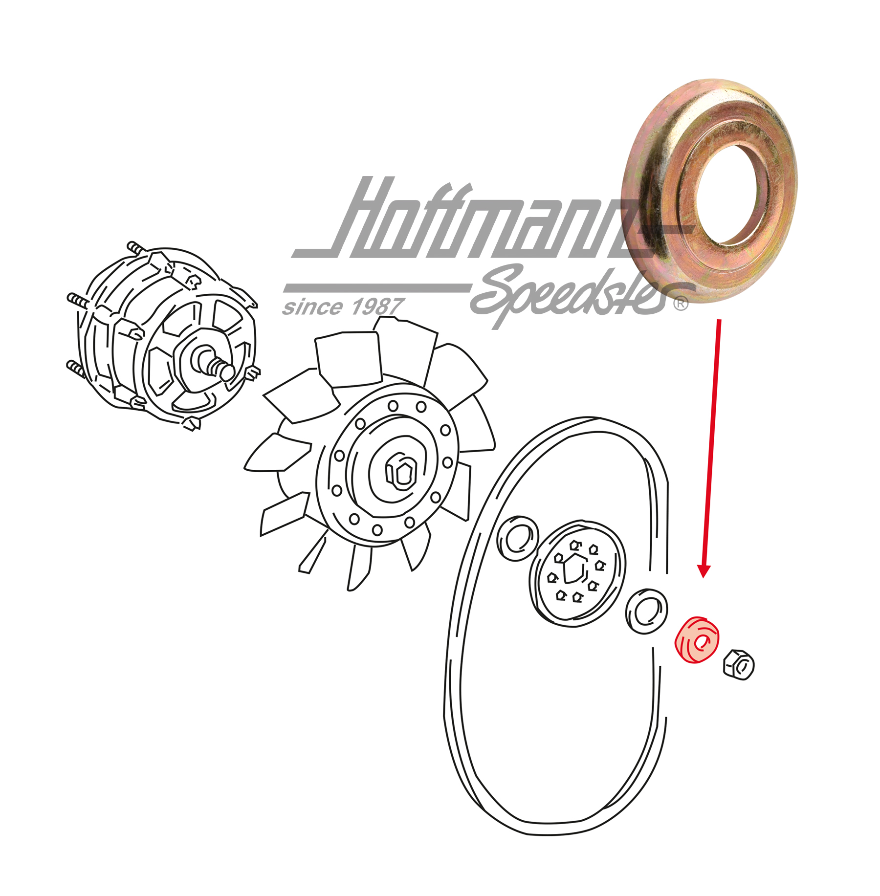 Clamping cap, alternator, 17mm, 82-89 | 911 603 428 01 | 580-1170-23