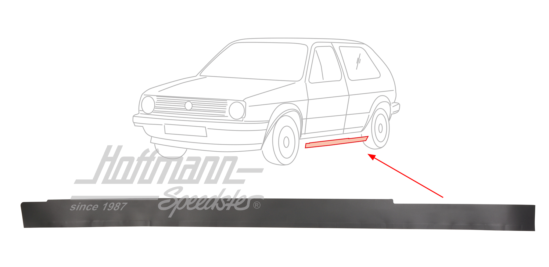 Trim strip, door sill, 2-doors, left | 191 853 385 A 6DA | 208-6954-01