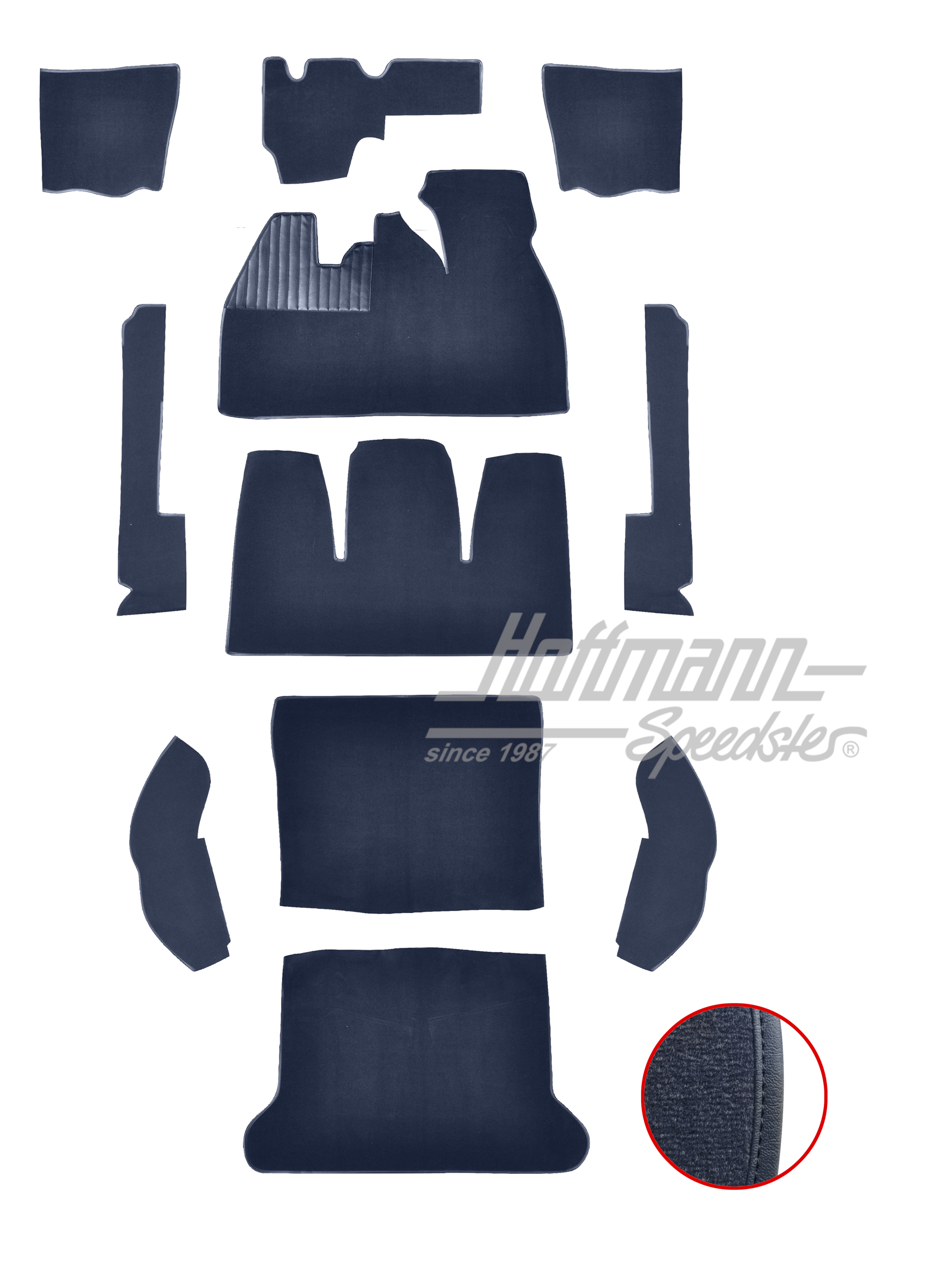 Carpet kit, Beetle Sedan, 8.61-7.68, blue |  | 026-5424