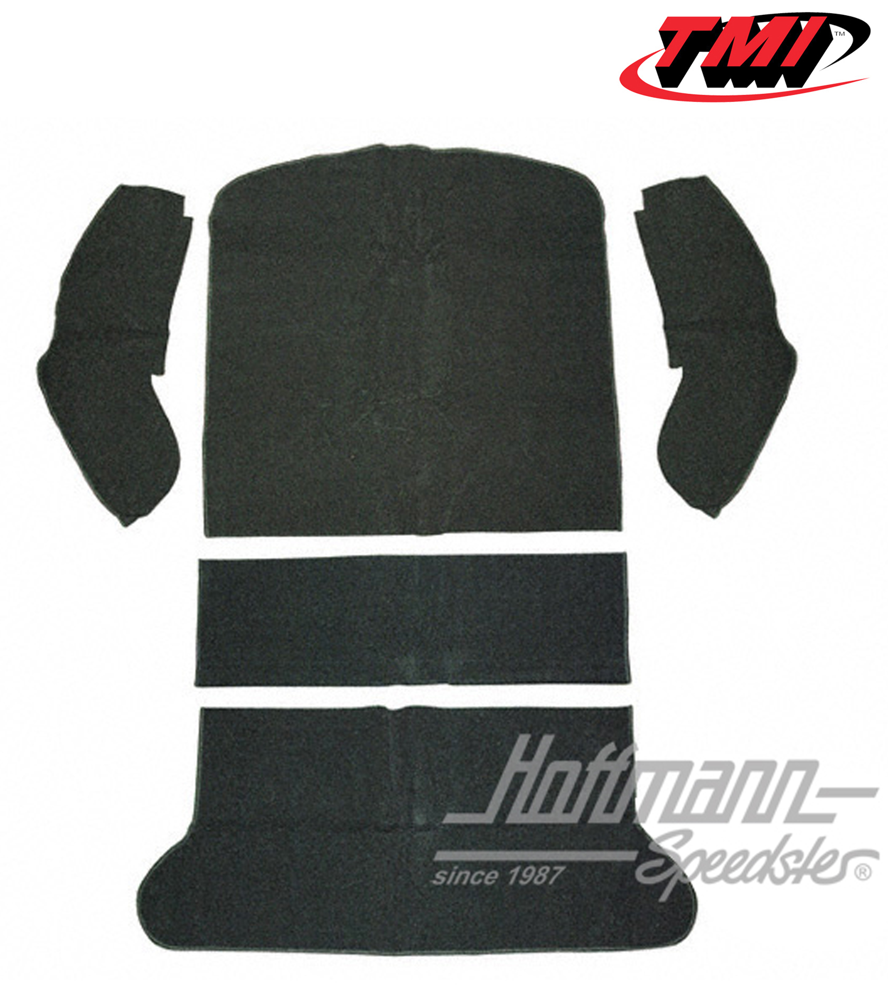 Rear well carpet kit, Sedan, velour, black, 8.64-7.72 | 34-R1102-801 | 055-7634