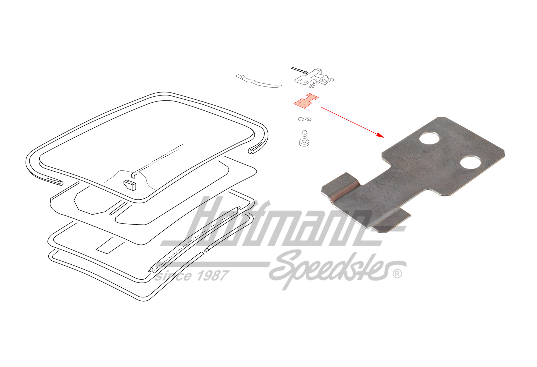 Support plate, cable pull, Beetle 1303/Golf/Type 3/4 | 411 877 489 | 020-5498-43
