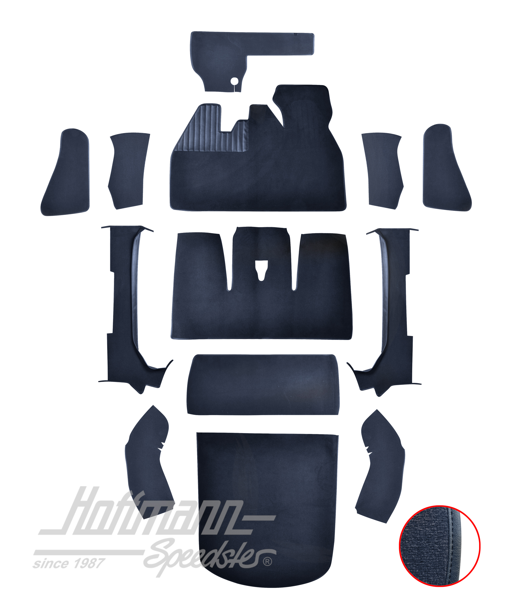 Carpet kit, Beetle Convertible, 1302, blue |  | 026-6024