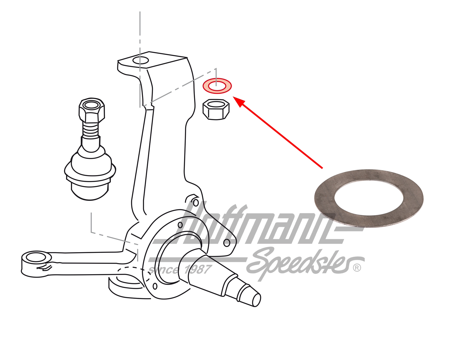 Washer, transverse control arm, Bus T3, upper                                                       