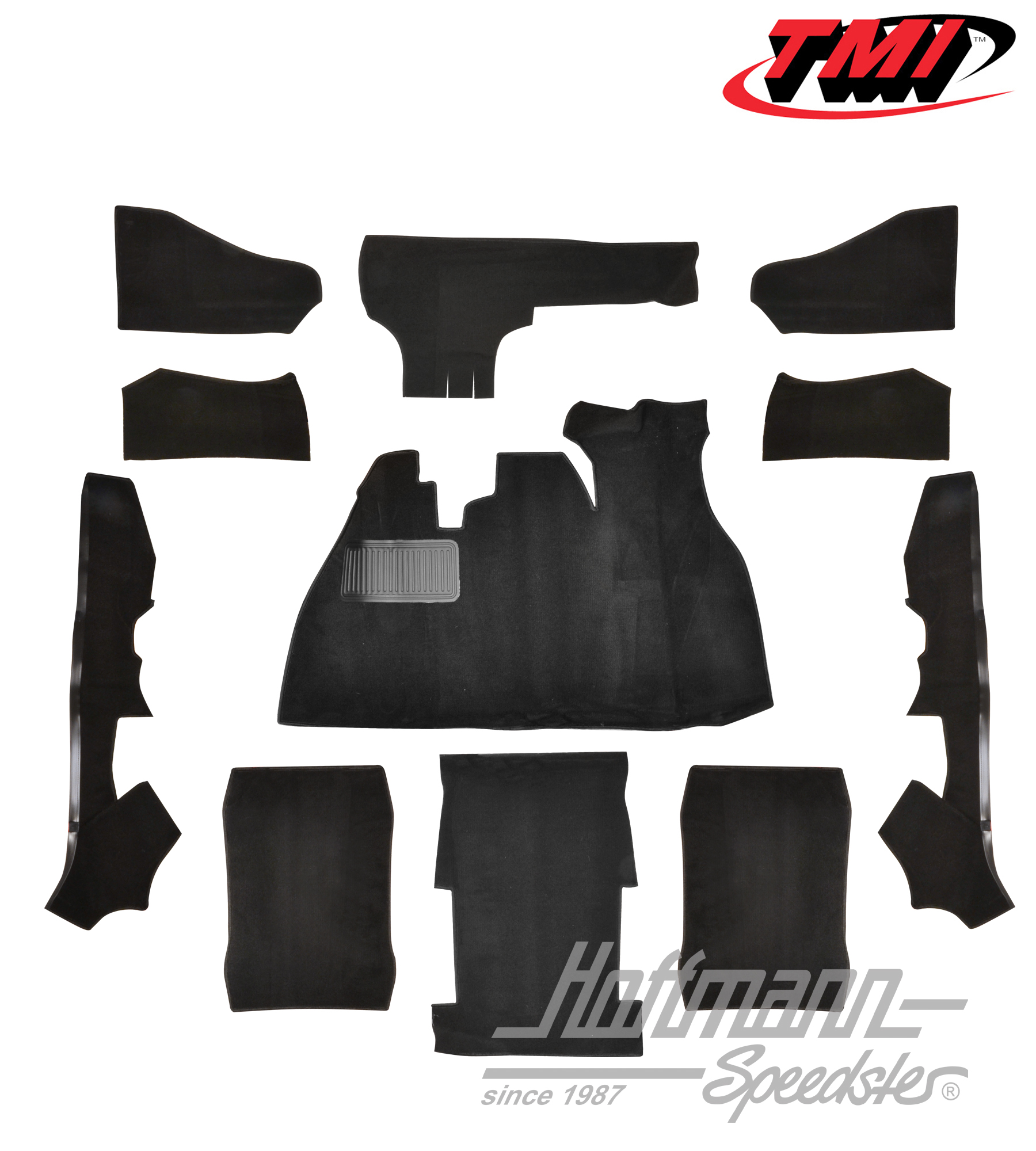 Carpet kit, Beetle Convertible, velour, black, 1303 | 34-F1322-801 | 055-7616
