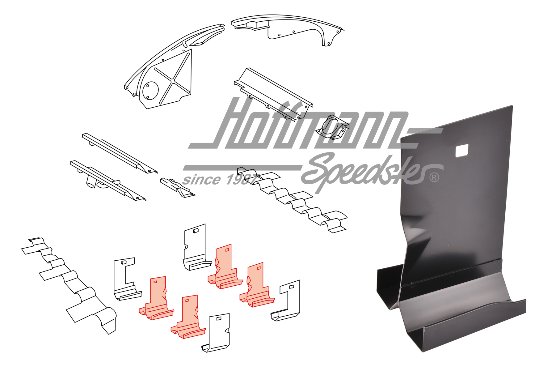 Heat deflector plate, cylinder head, 911/914, 64-77 | 901 106 035 01 | 530-4030