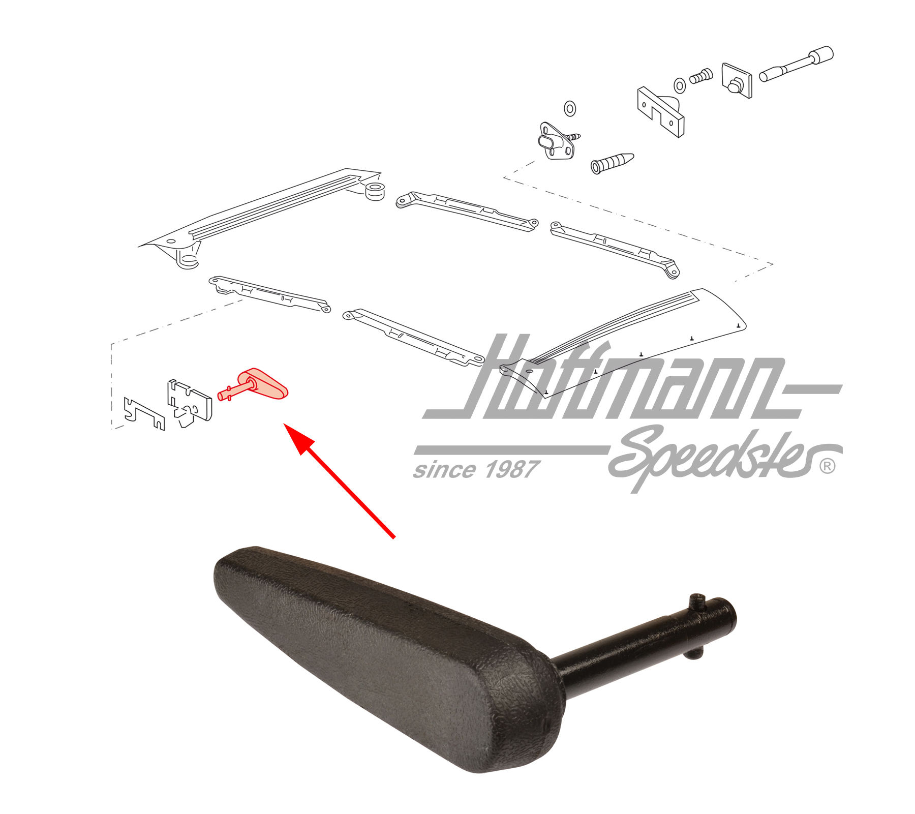 Handle, Targa roof, 911 Targa, 65-85                                                                