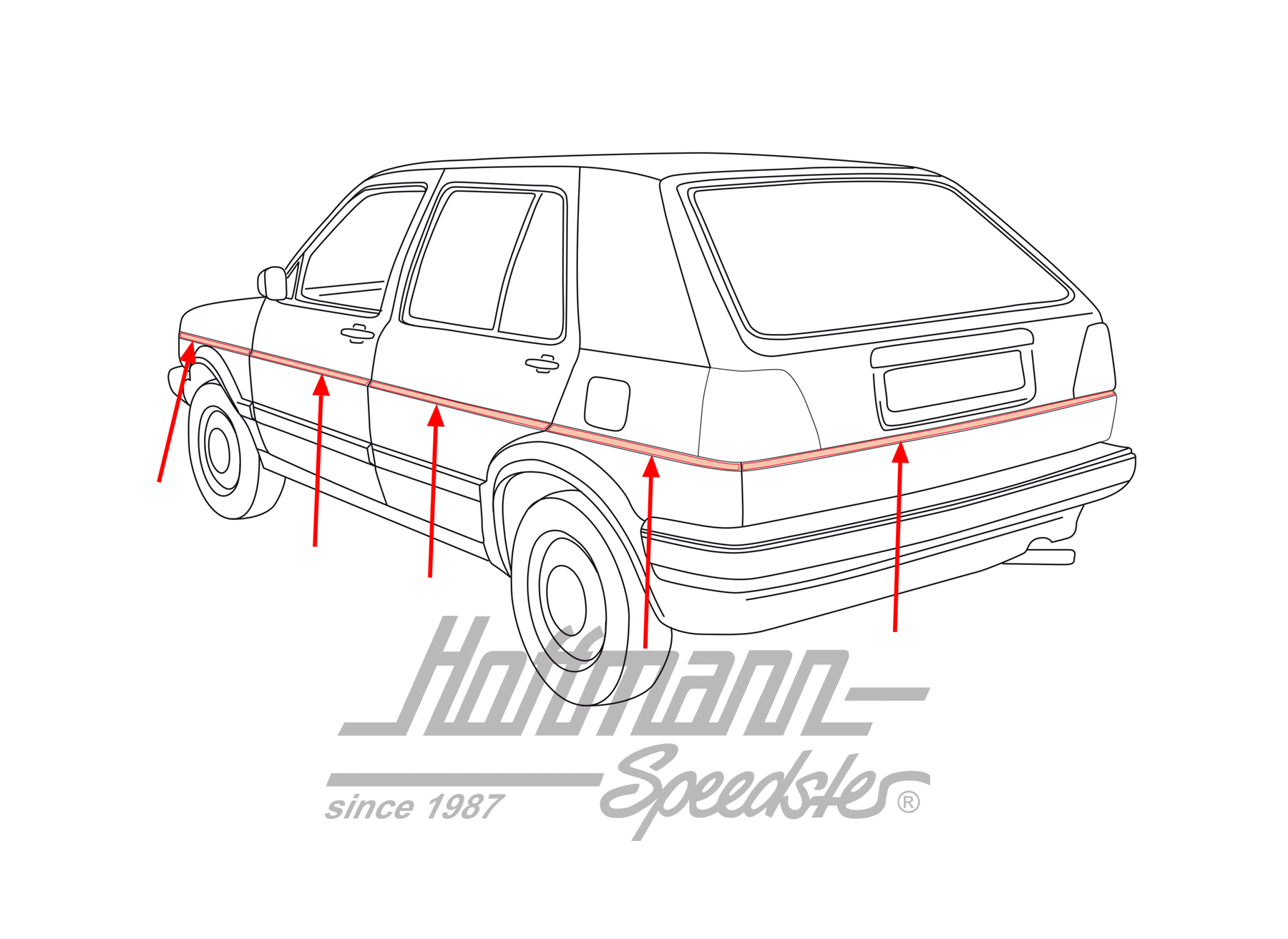Trim strips, center, Golf 2, 4-door | 191 806 888 | 208-6940-20
