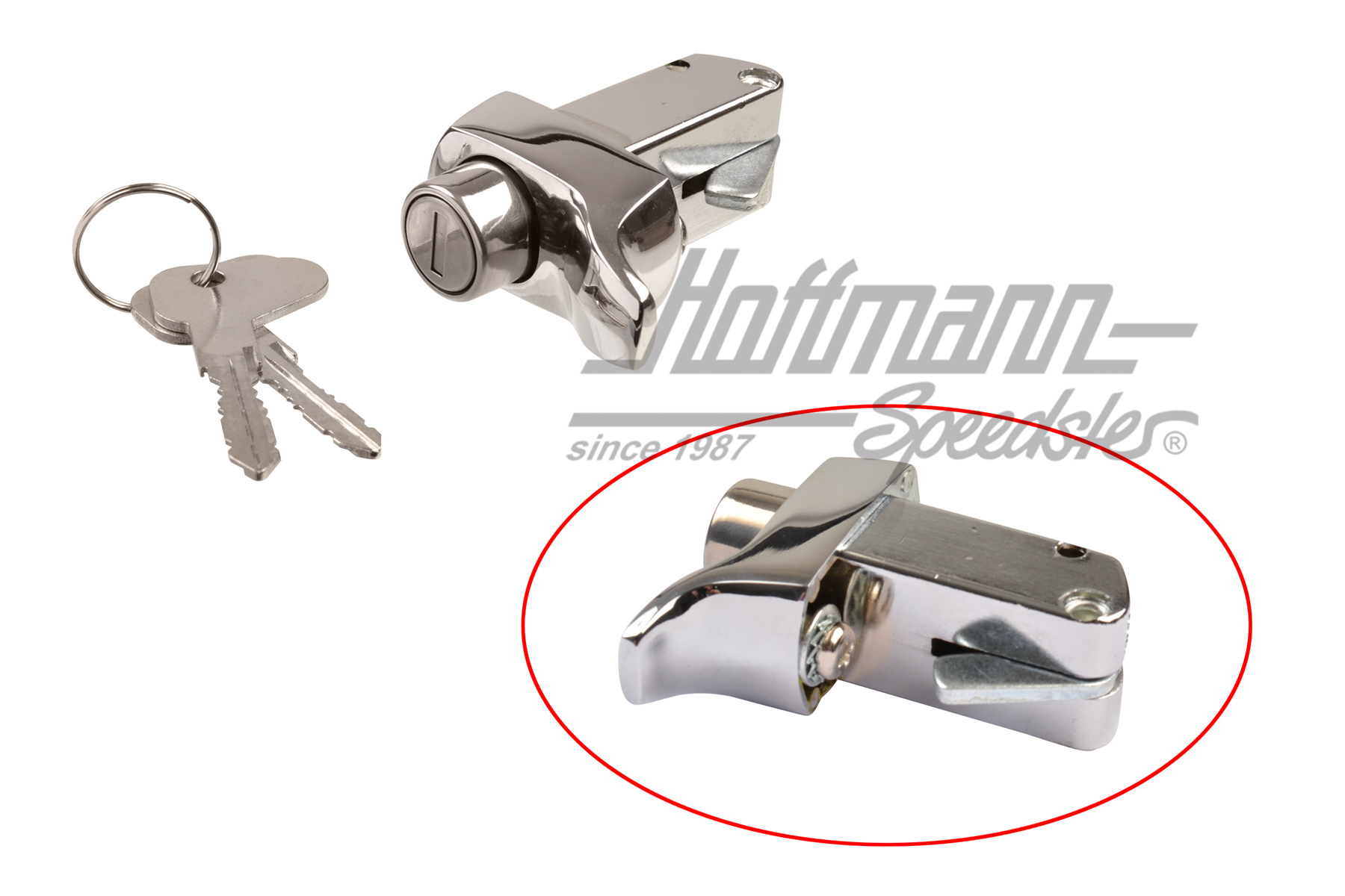 Engine-lid lock, Bus T2, 71-79, chromed | 211 827 503 L | 097-1054-04