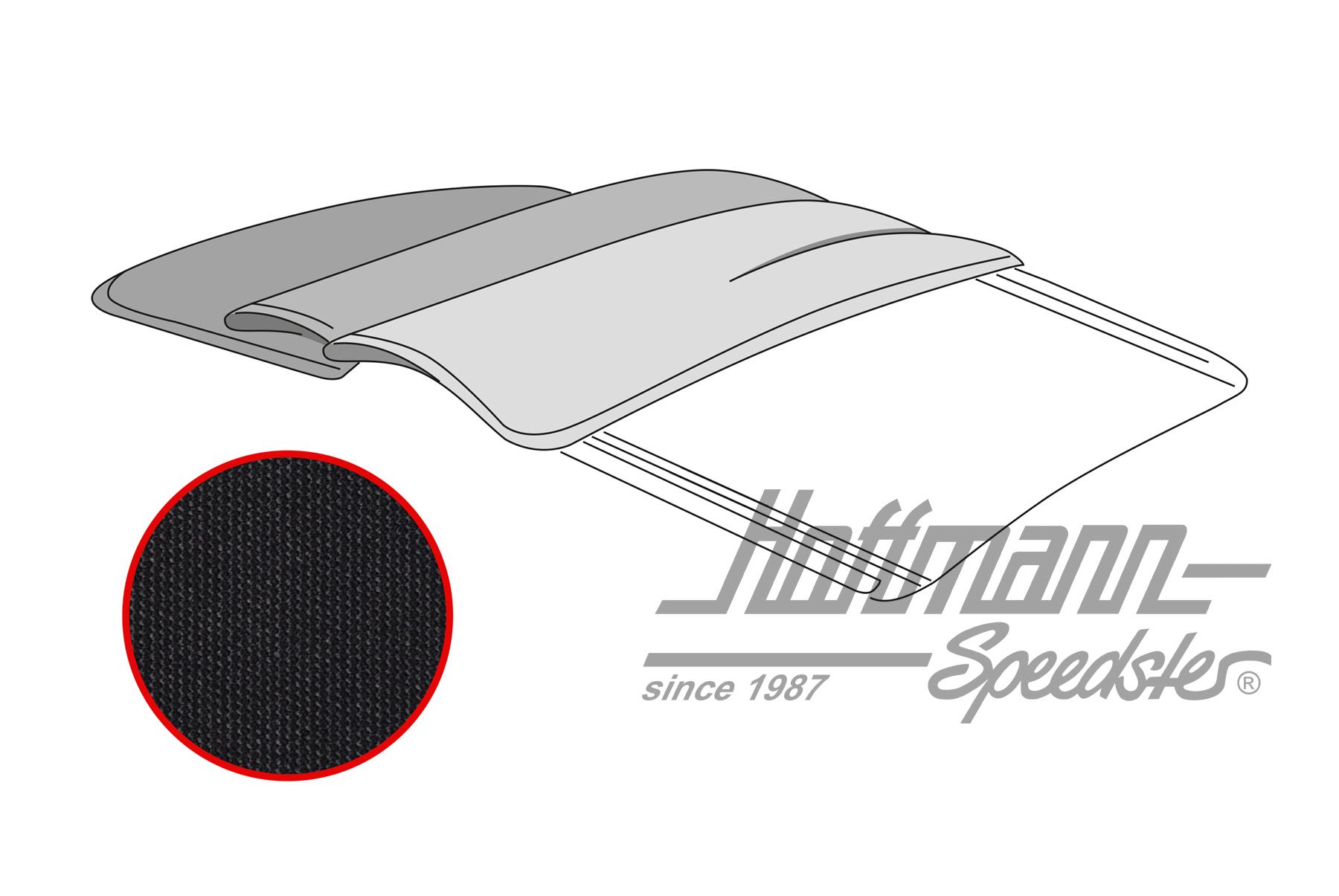 Folding roof cover, Bus T1, Fabric, black | 22-2115-30 | 098-1262-11 Folding roof cover, Bus T1, Fabric, black | 22-2115-30 | 098-1262-11