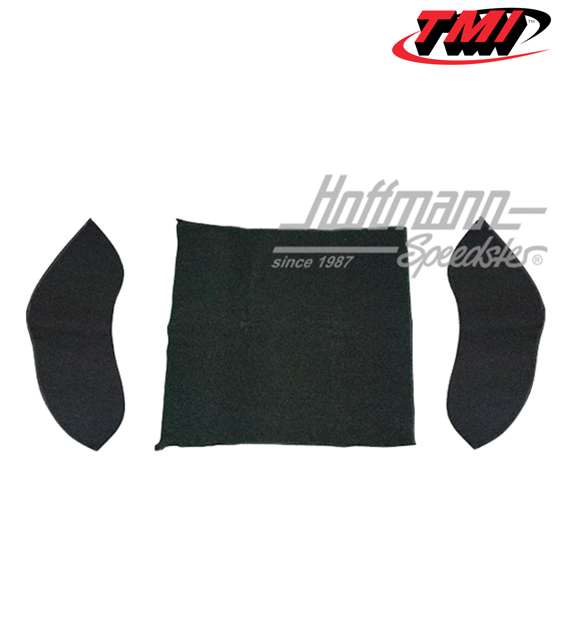 Rear well carpet kit, Sedan, velour, black, 8.57-7.64 | 34-R1101-801 | 055-7632