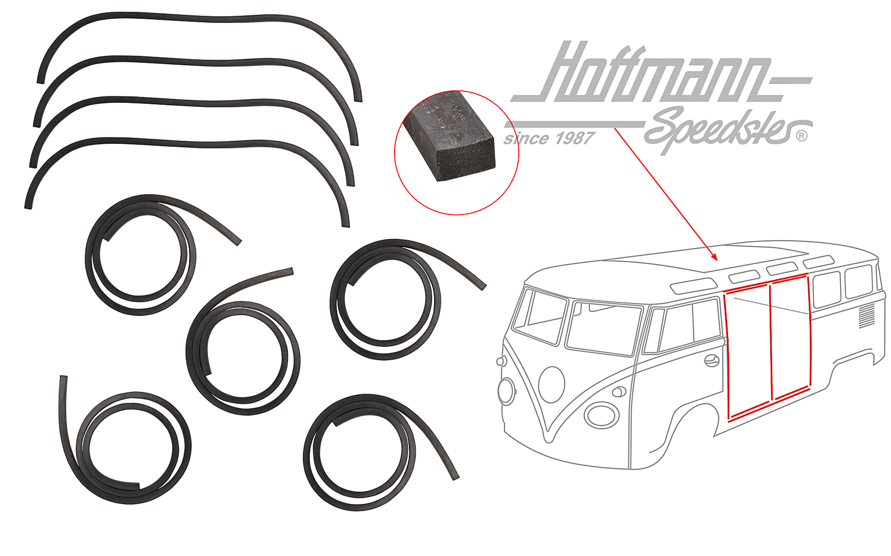 Hinged doors seals, Bus T1 | 241 841 823 A | 089-0240