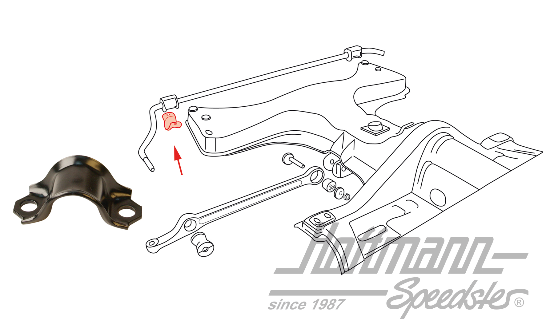 Clamp, sway bar rubber, 1302/1303, 911 | 133 411 333 | 020-0982-04