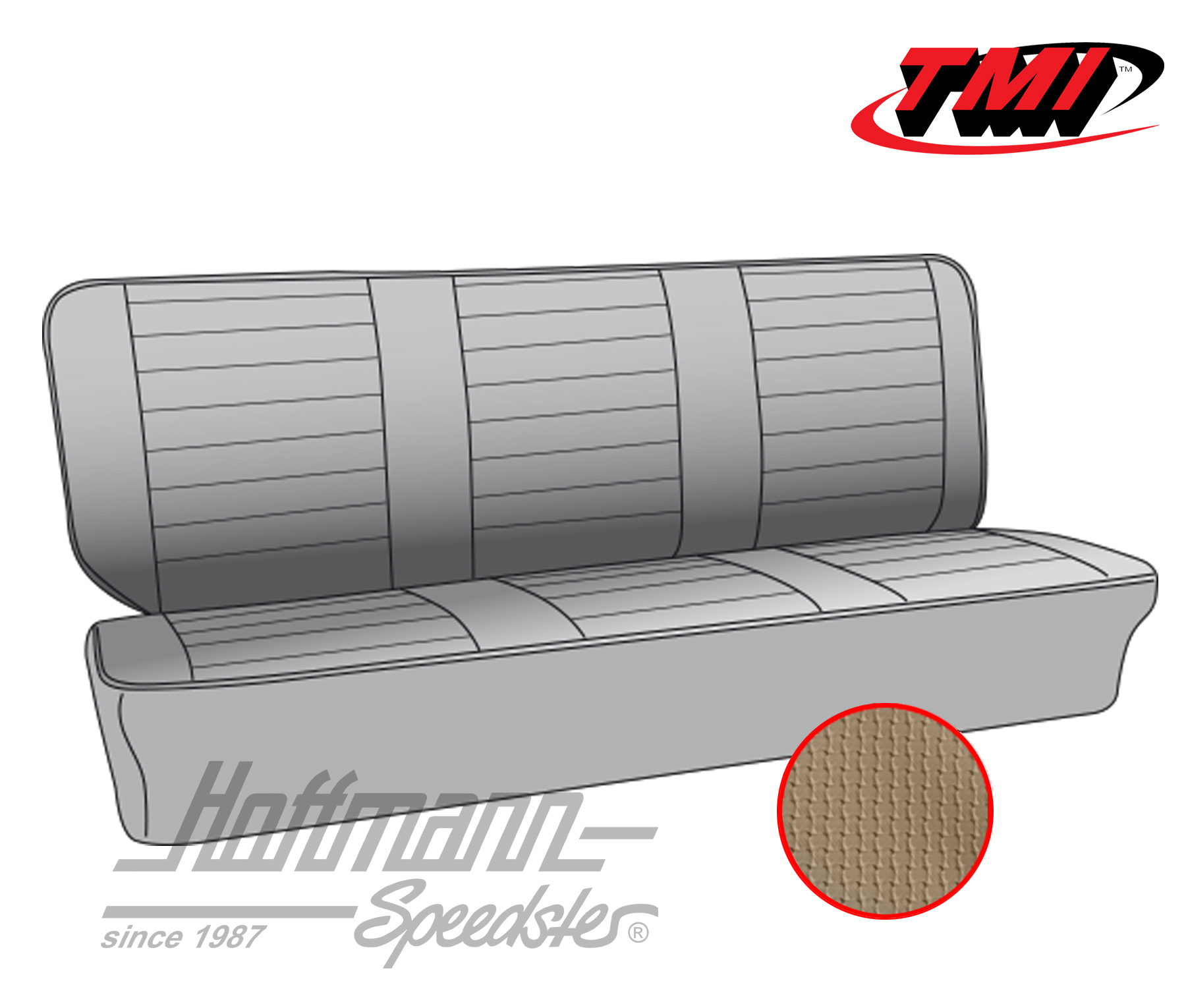 Seat upholstery, rear bench, 73-79, beige | 43-2124-04 | 098-0675-30