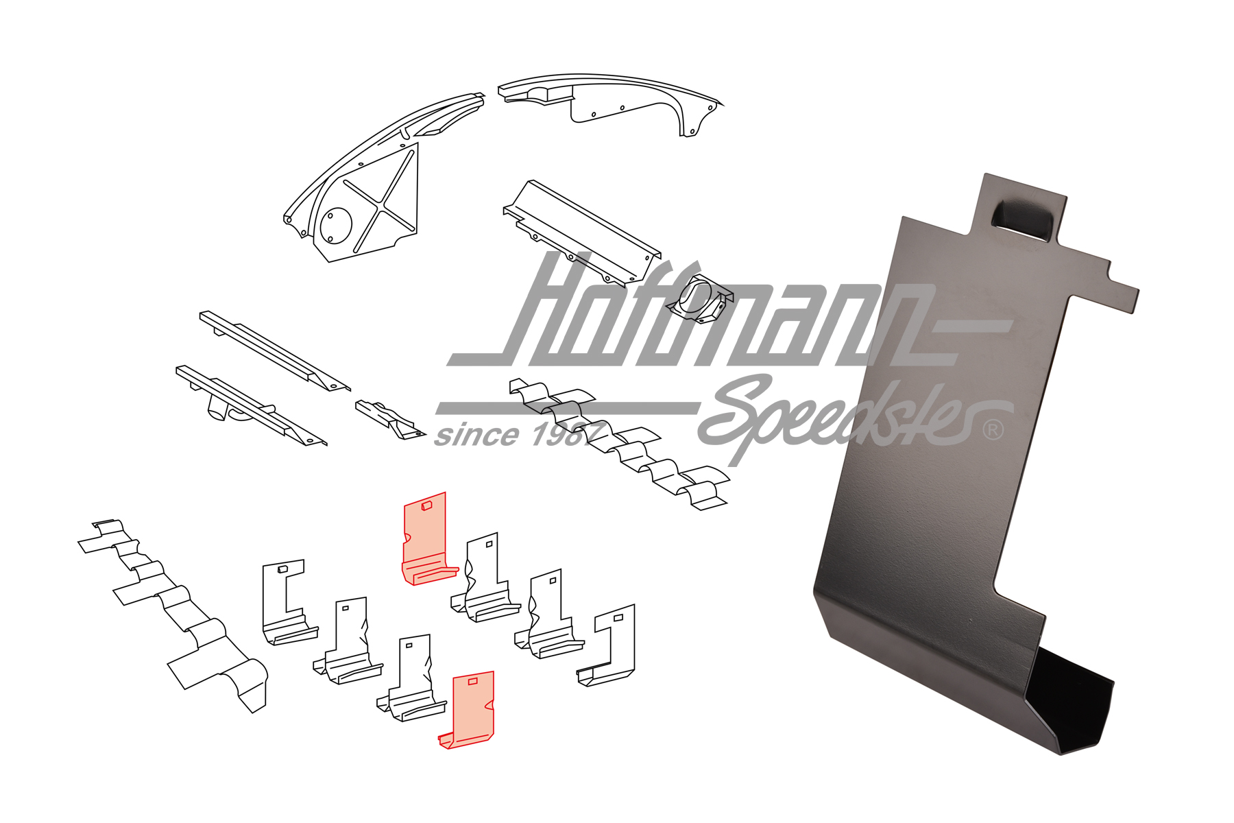 Heat deflector plate, R/L and F/R, 911, 76-93 | 930 106 222 00 | 530-4030-22