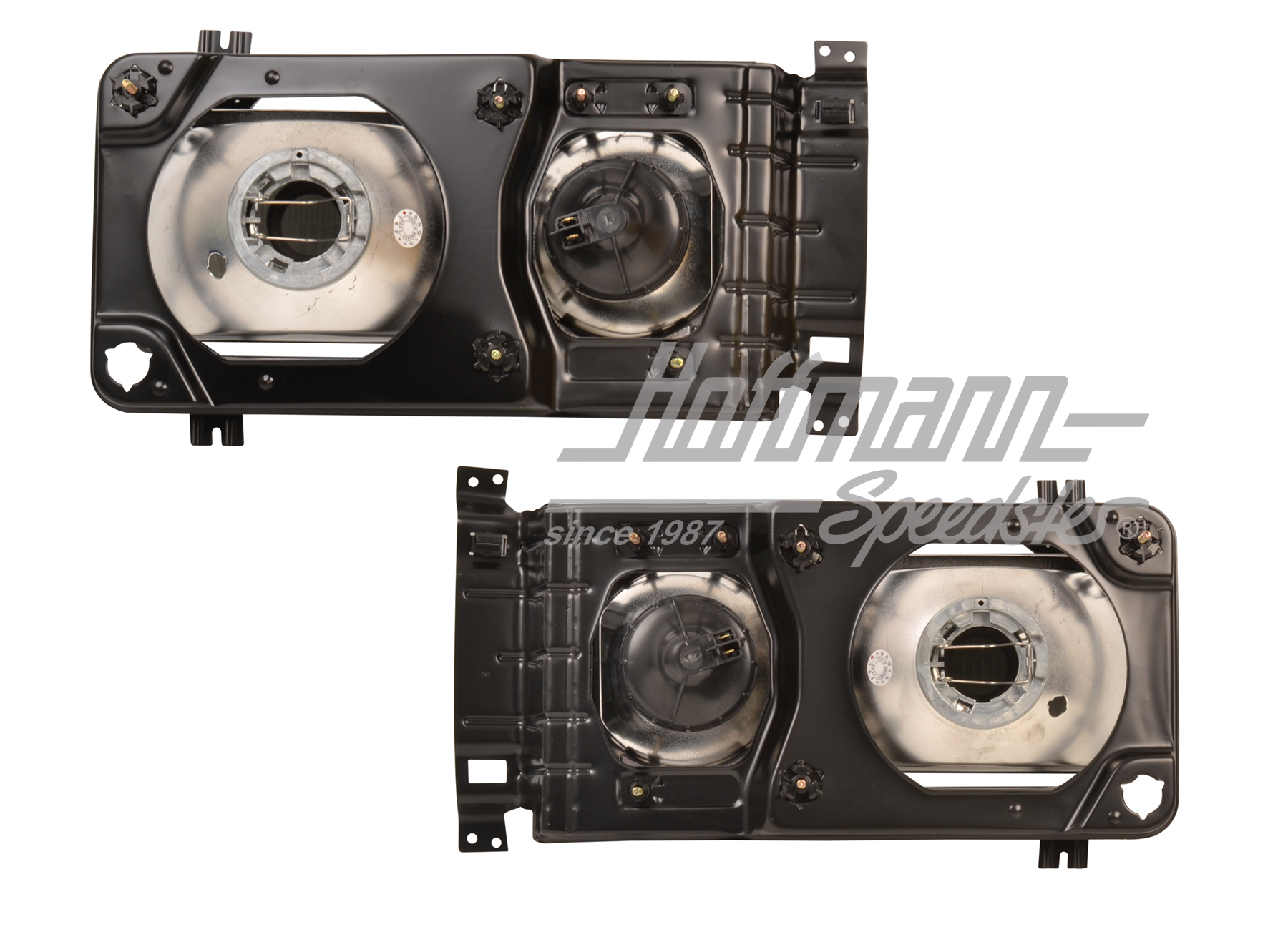 Headlight set, Bus T3, angular, black                                                               