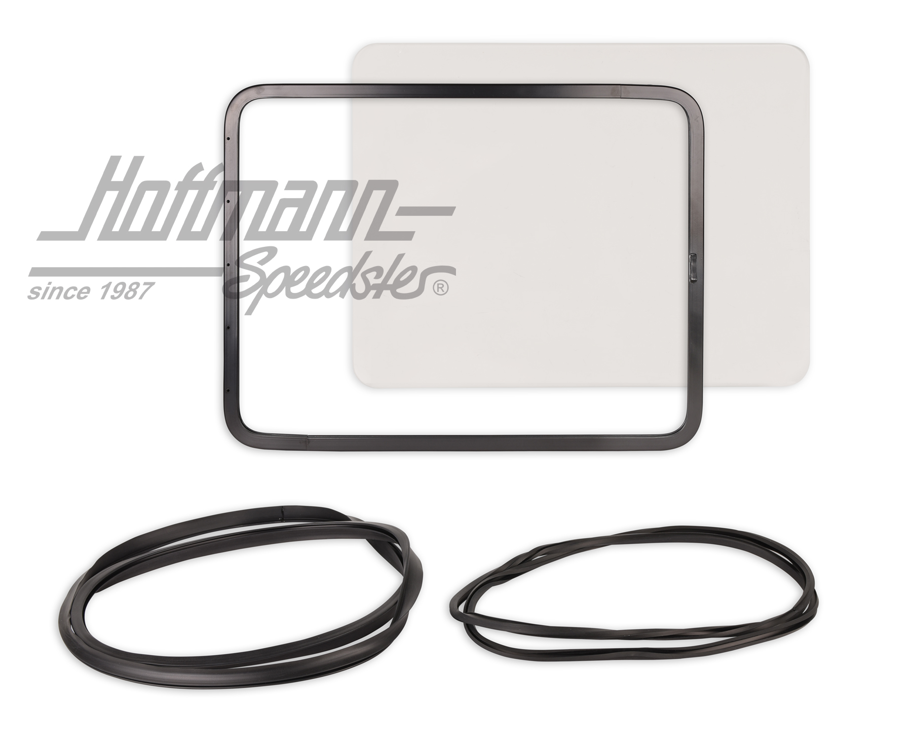Pop-out window set, clear, rear, black | 211 898 105 A | 089-3840-32