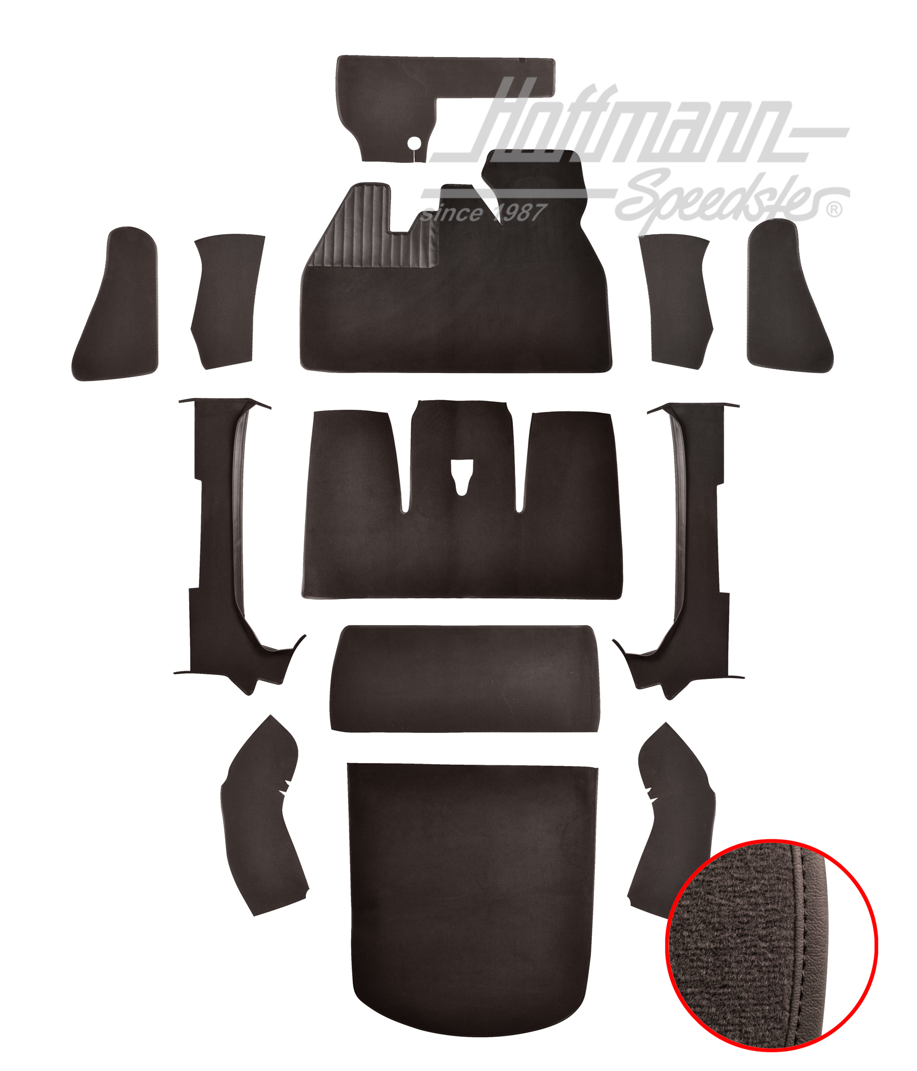 Carpet kit, Beetle Convertible, 1302, charcoal |  | 026-6022