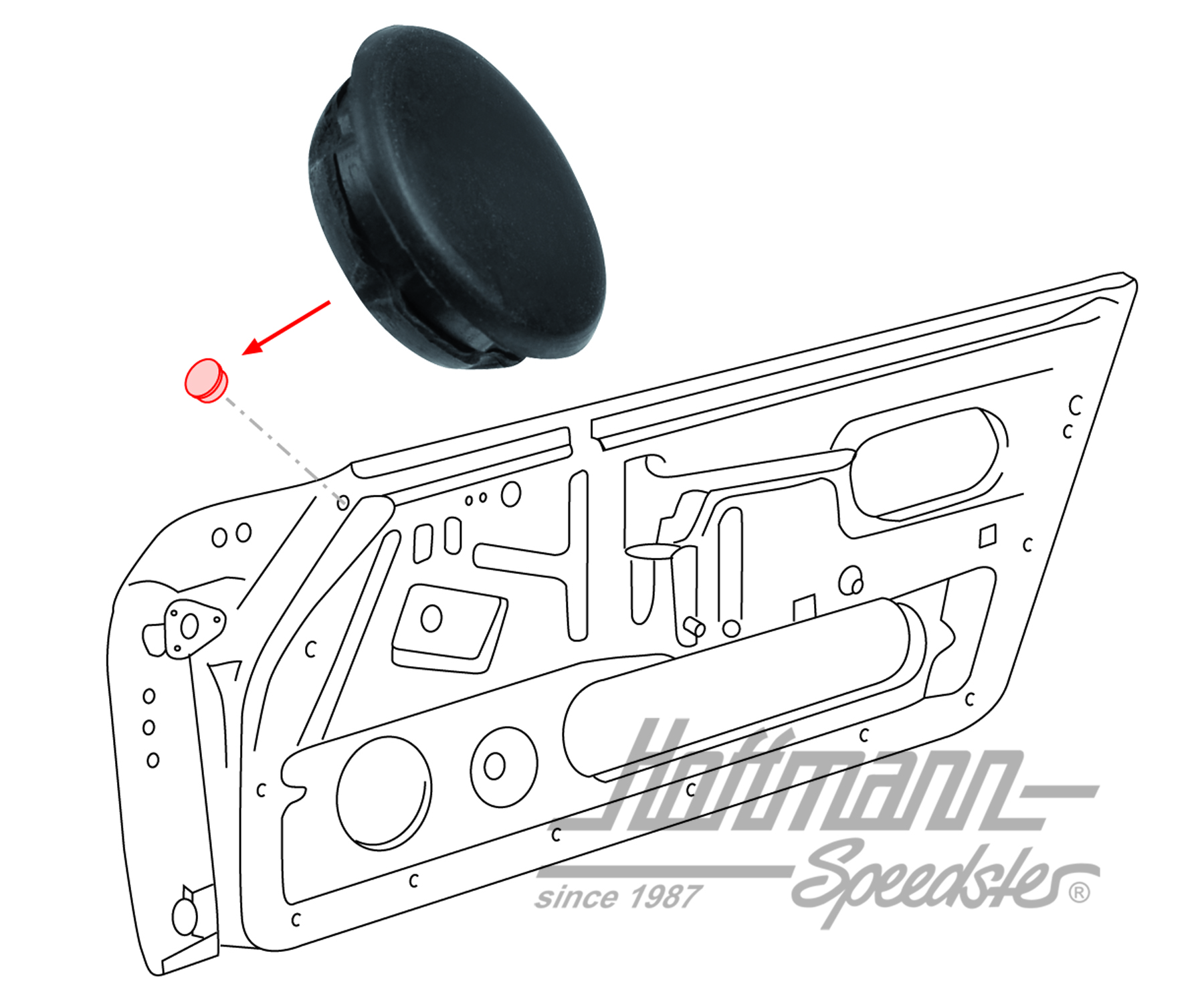 Seal plug, door, 911/912, black (5 pieces)                                                          