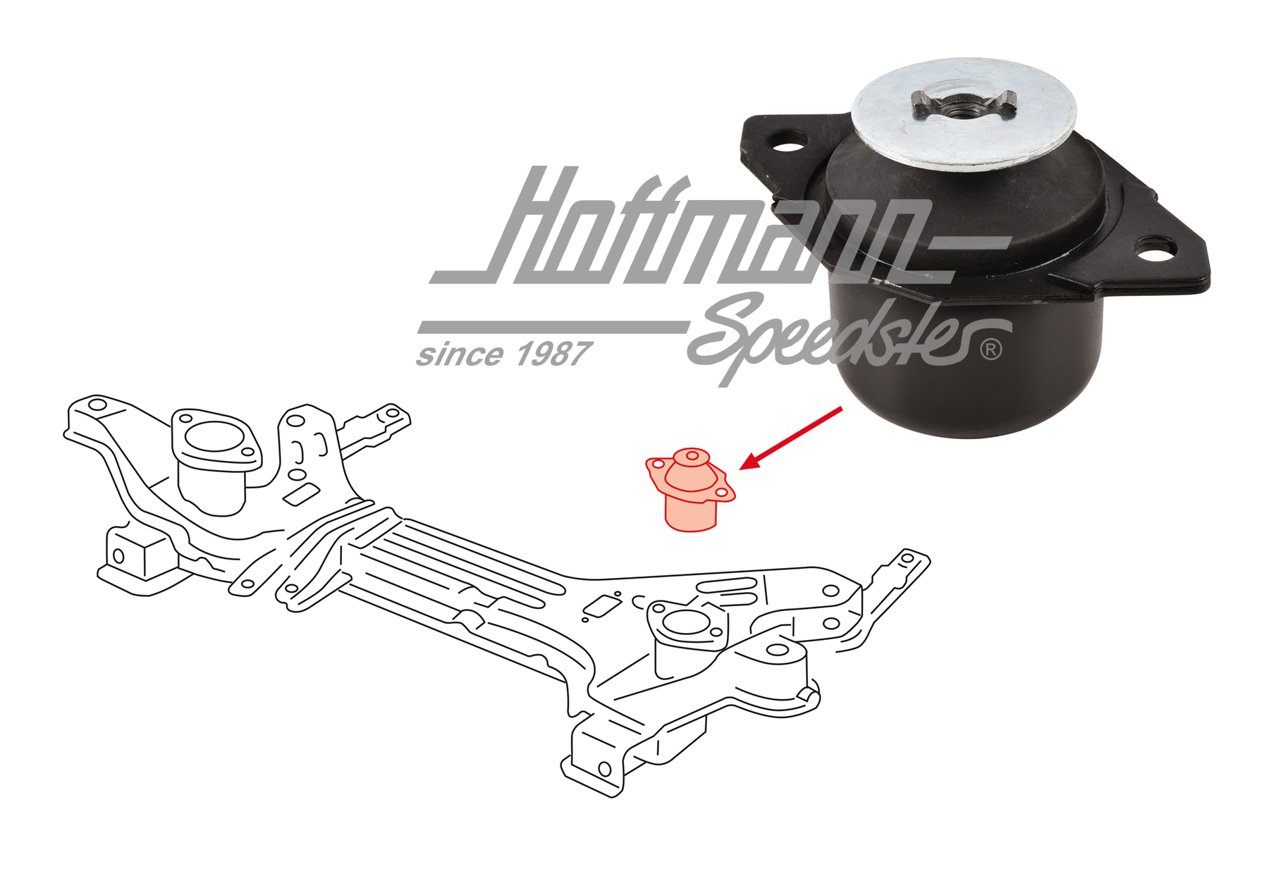 Rubber mount, engine support, rear, 1.9-2.0 | 357 199 402 B | 211-5475