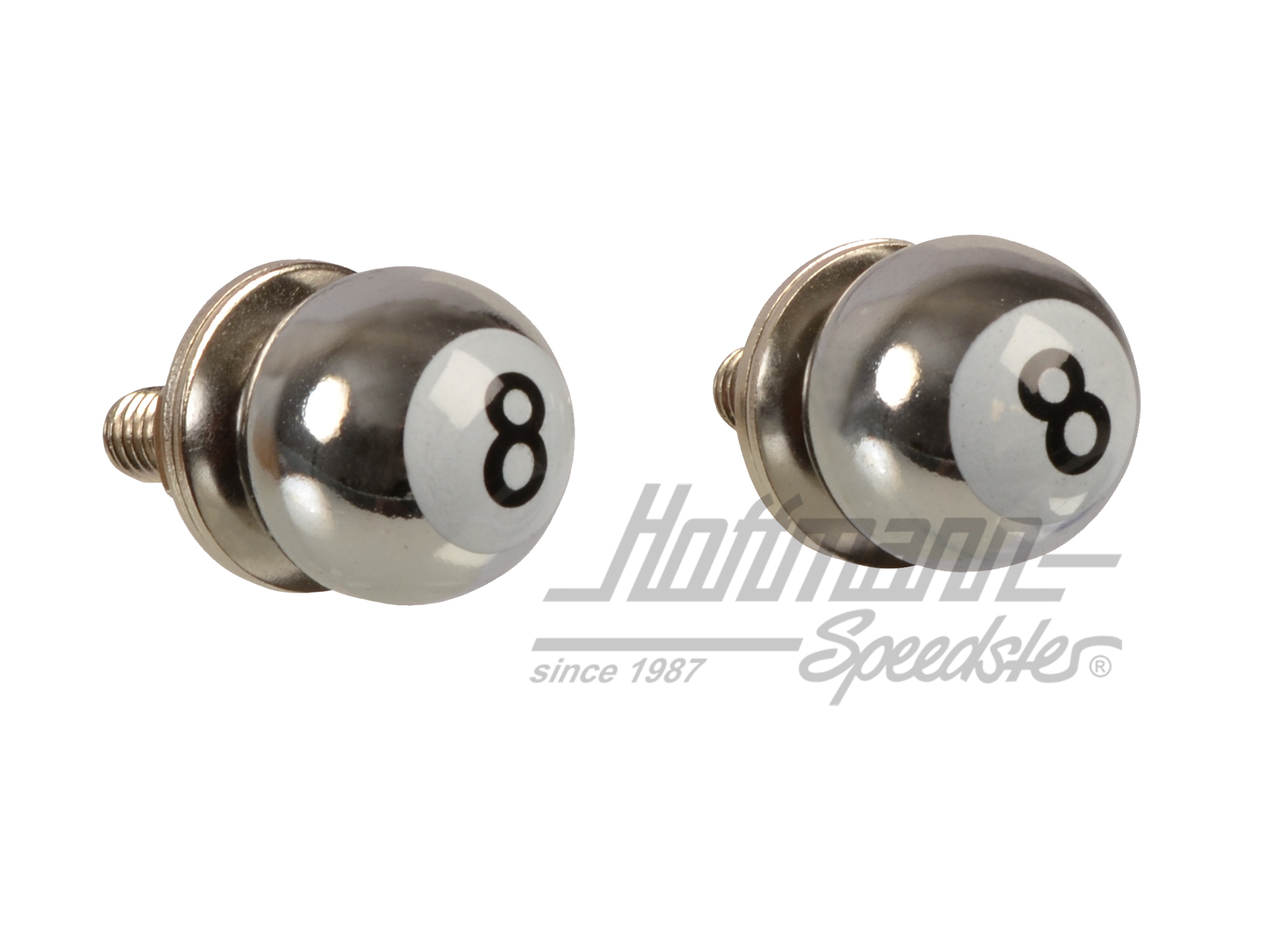 License-plate mounting, billard ball 8, chromed | --- --- --- | 200-7510-25