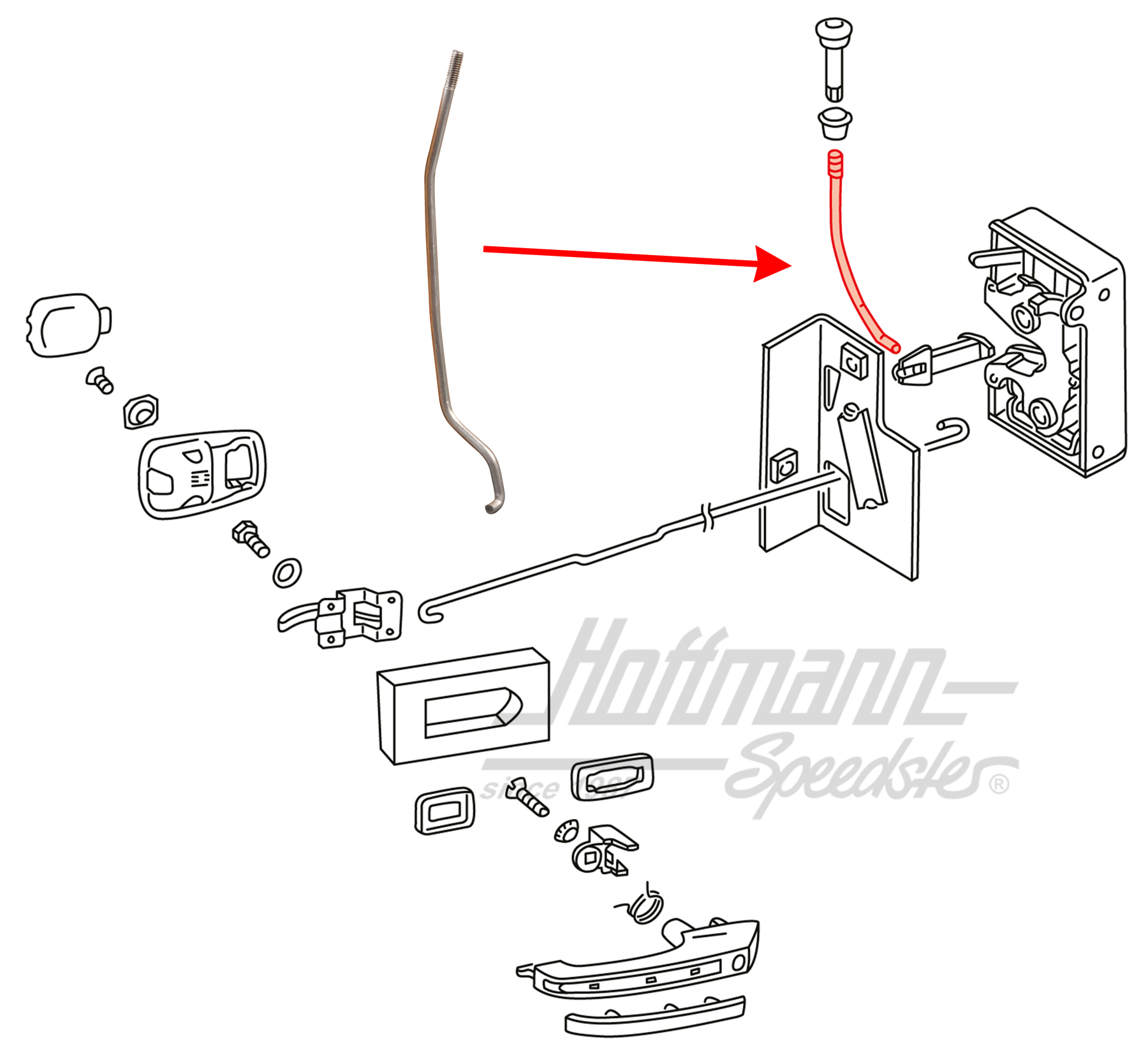 Pull rod, door lock pull, left | 161 837 183 | 180-1032-01