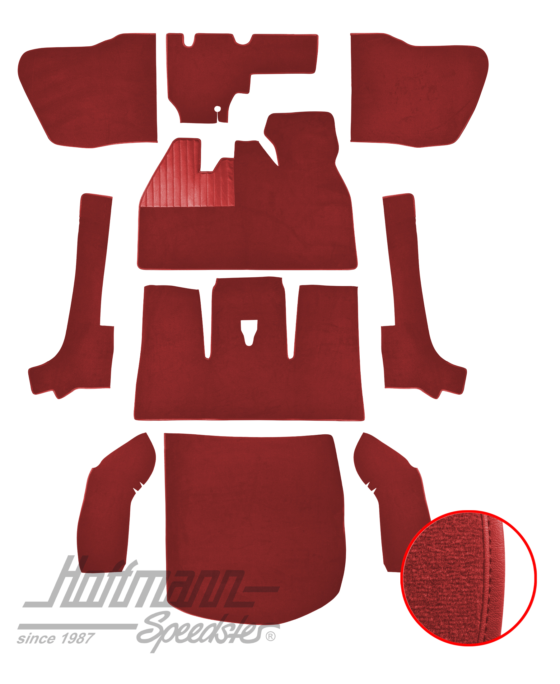 Carpet kit, Beetle Convertible, 8.66-7.70, red |  | 026-5926