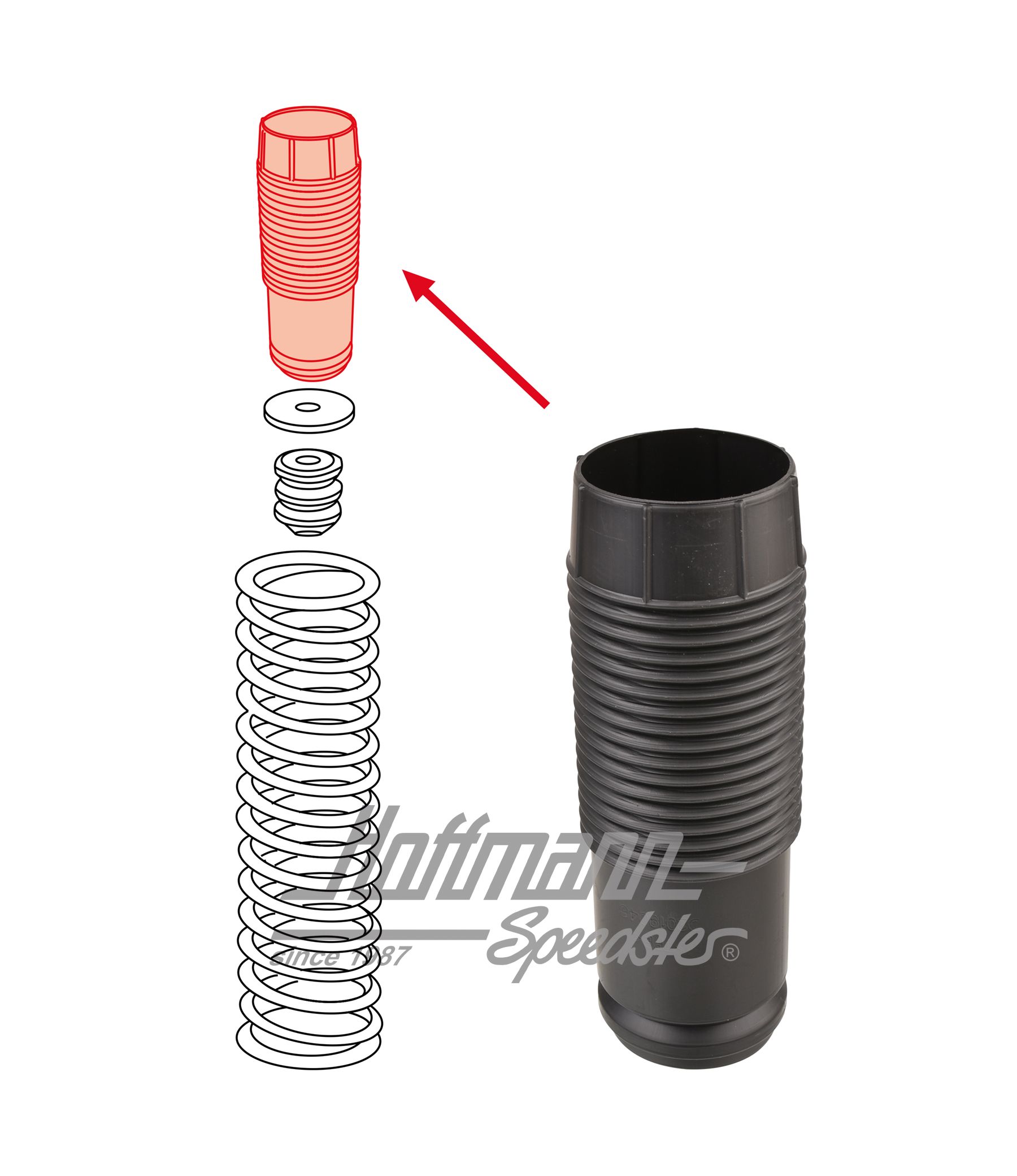 Bellows, shock absorber, rear, 91-94                                                                