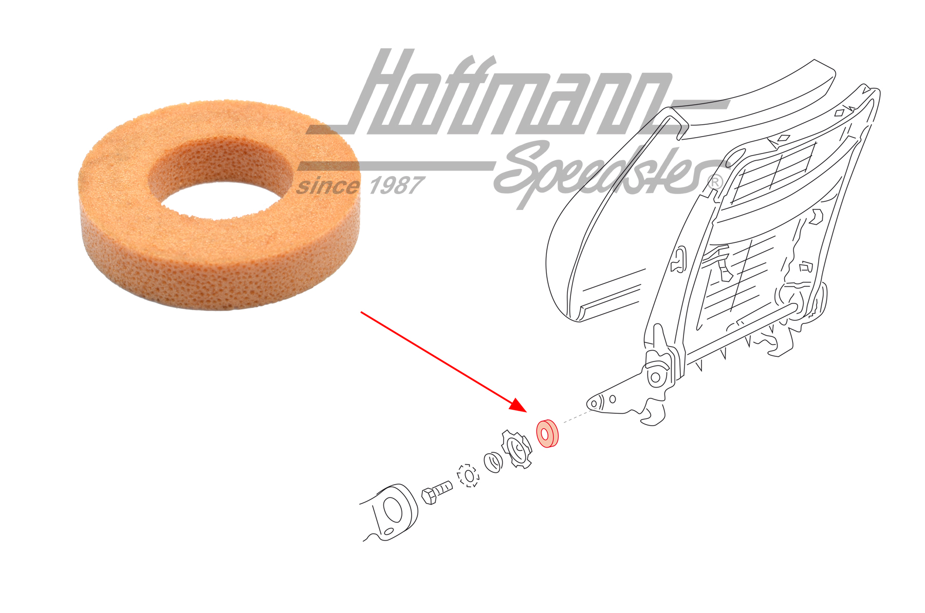 Spacer ring, rotary knob, backrest                                                                  