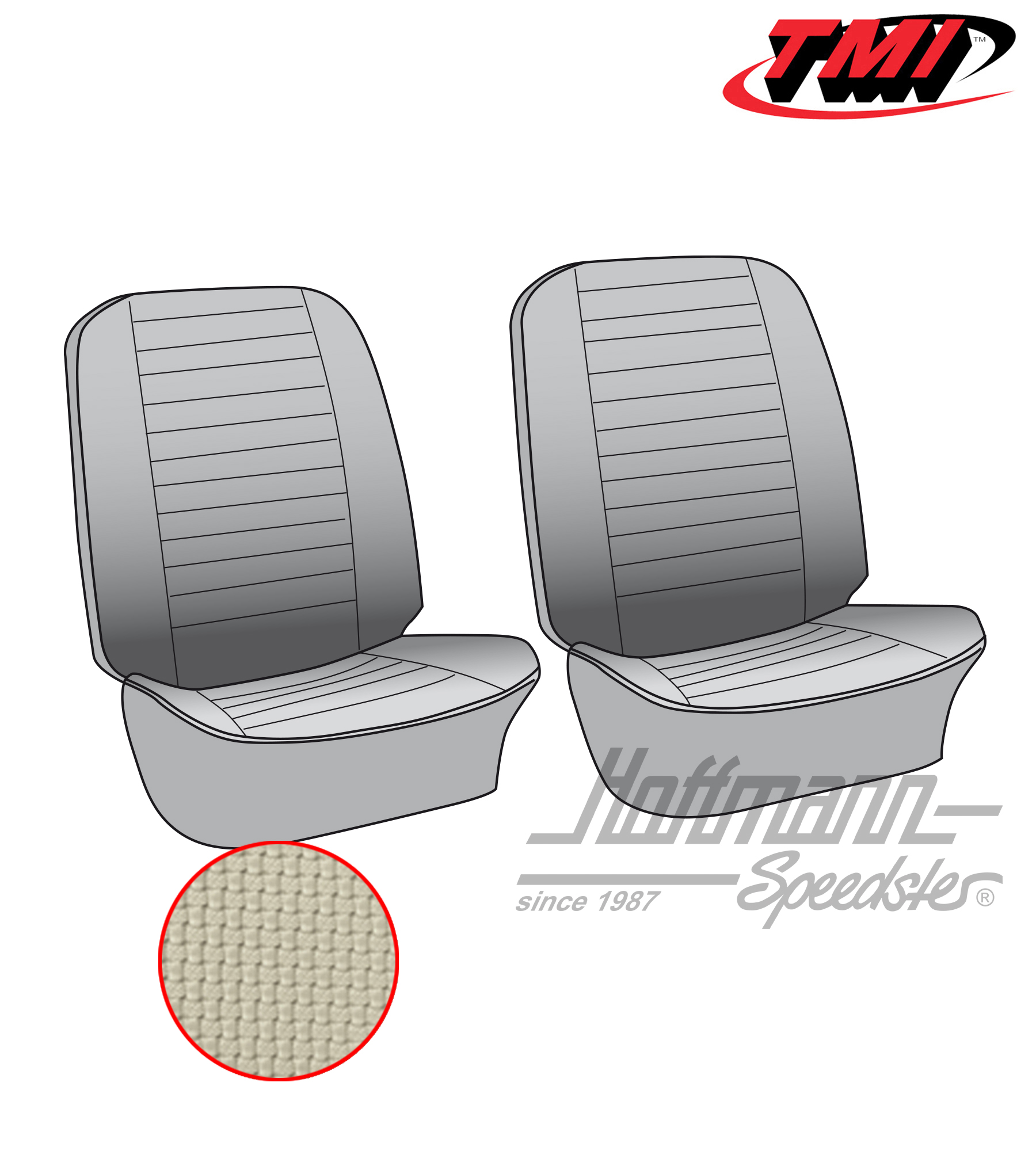 Seat upholstery, front seats, 73-76, off-white | 43-2115-05 | 098-0624-50