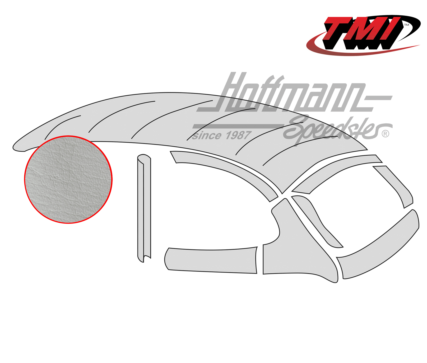 Headliner with metal sliding roof, original style, smooth, off-white, 8.63-7.67 | 20-1111-48 | 055-7202-40