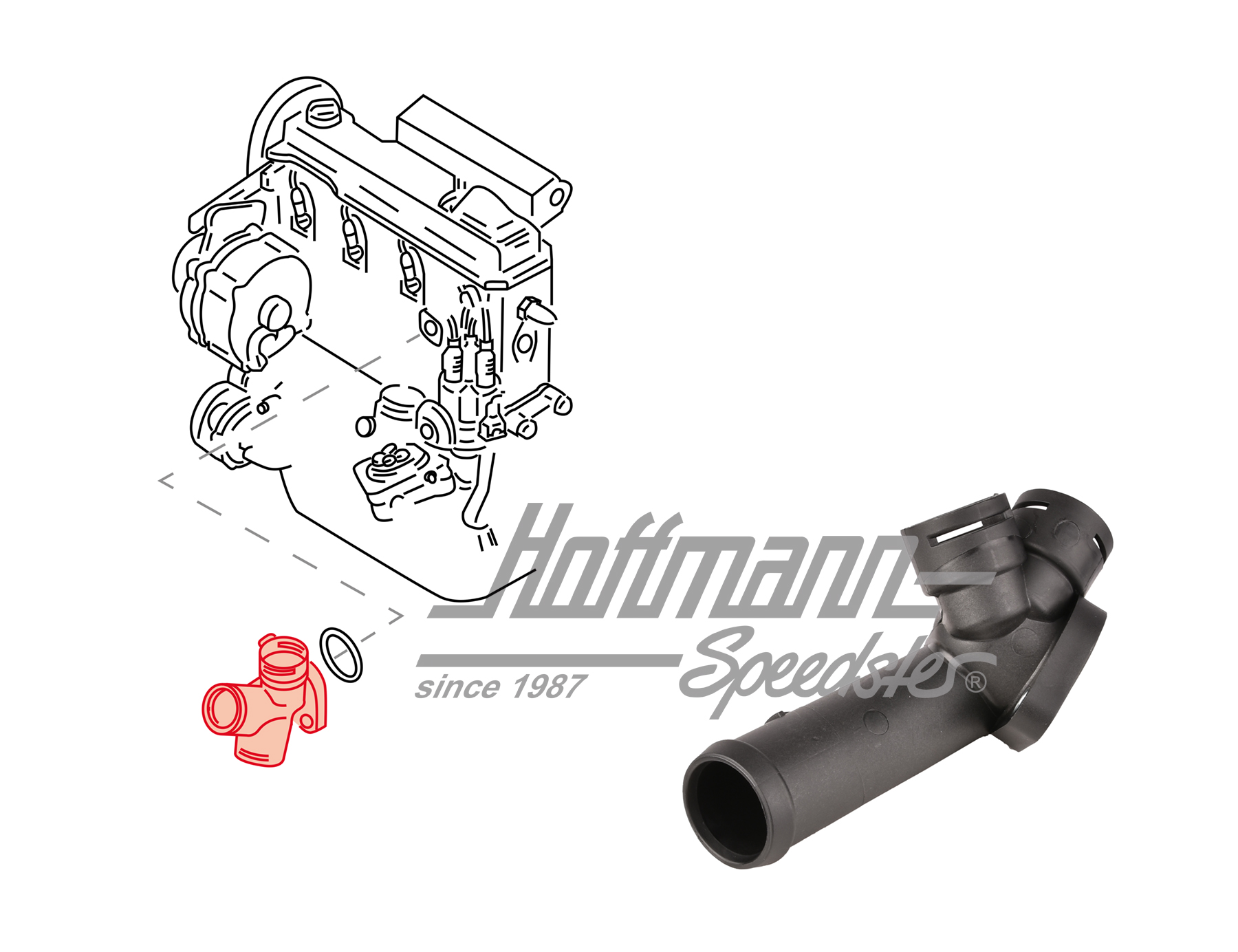 Water flange, Bus T4, 2.4-2.5, 5.98-6.03 | 074 121 132 B | 401-1980-21