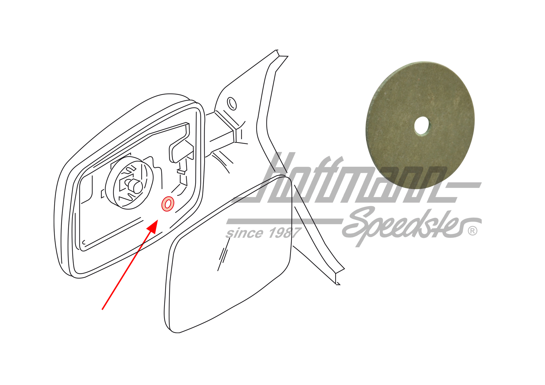 Sliding disk, mirror glass, Bus T4 | 701 858 597 | 408-6708