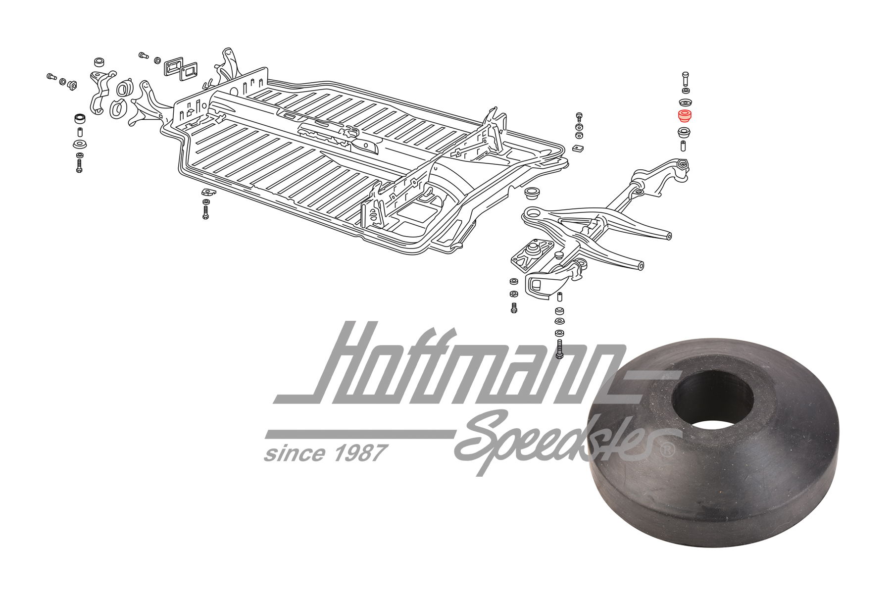 Rubber, rear axle/chassis, outer, upper | 311 899 157 | 069-8090-27