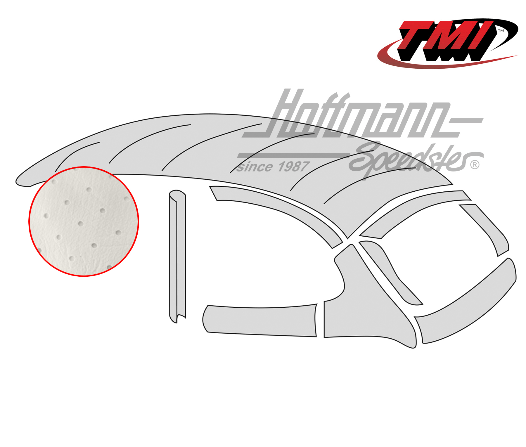 Headliner with metal sliding roof, original style, perforated, off-white, 8.67-7.72 | 20-1112-44 | 055-7203-10