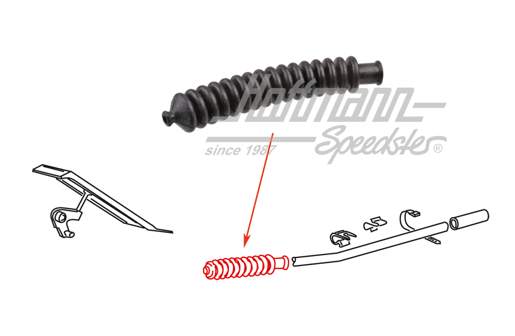 Bellows, accelerator cable, 8.75-12.82                                                              