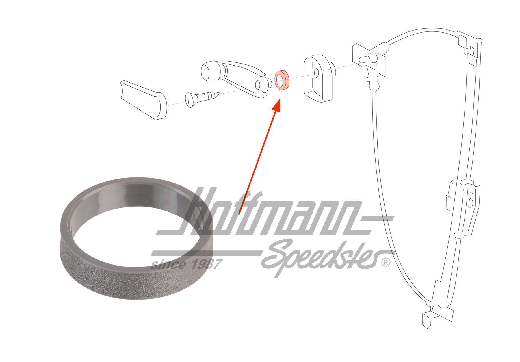 Support, window winder, 9.90-7.95, light grey | 701 837 595  9XK | 408-1224-20