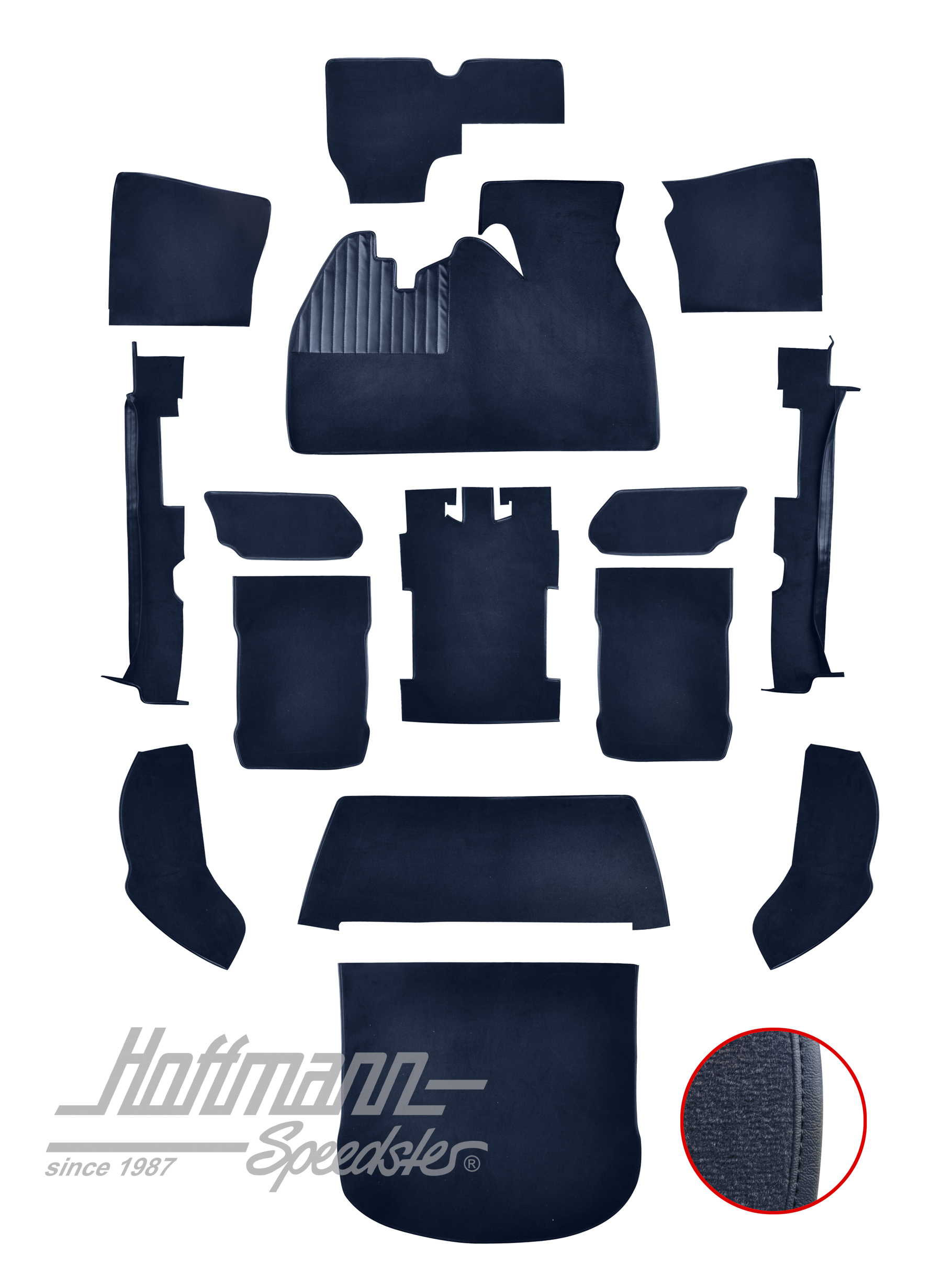 Carpet kit, Beetle Sedan, 1303, blue |  | 026-5724