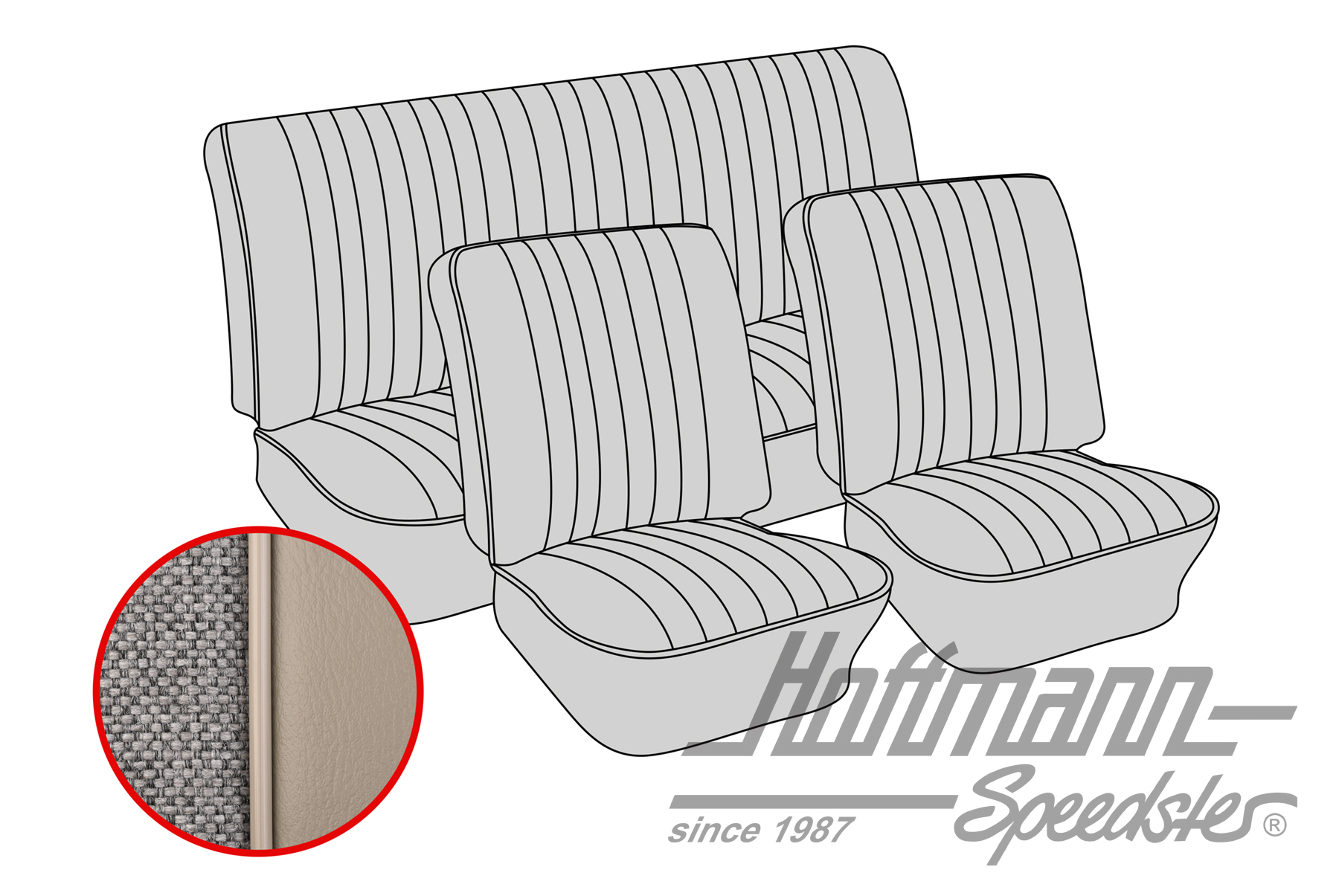 Seat upholstery, Sedan, 8.57-7.64, Tweed, light grey | 43-1123-16-72 | 055-5650-33