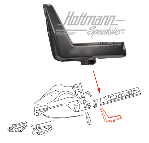 Reinforcing plate, rear, Convertible/Targa, right                                                   