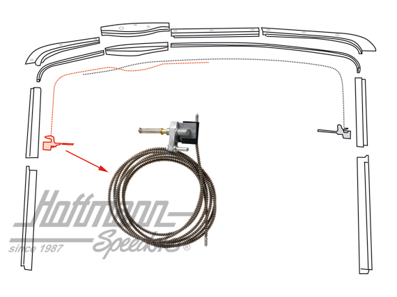 Cable pull, sliding roof, Bus T2, left | 241 877 305 | 098-0130-01
