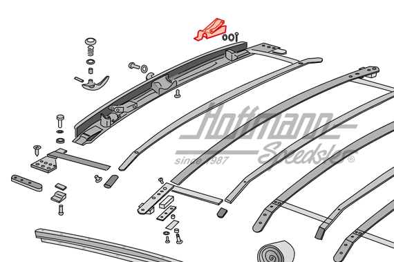 Clamping bracket, folding roof, front, -7.67                                                        