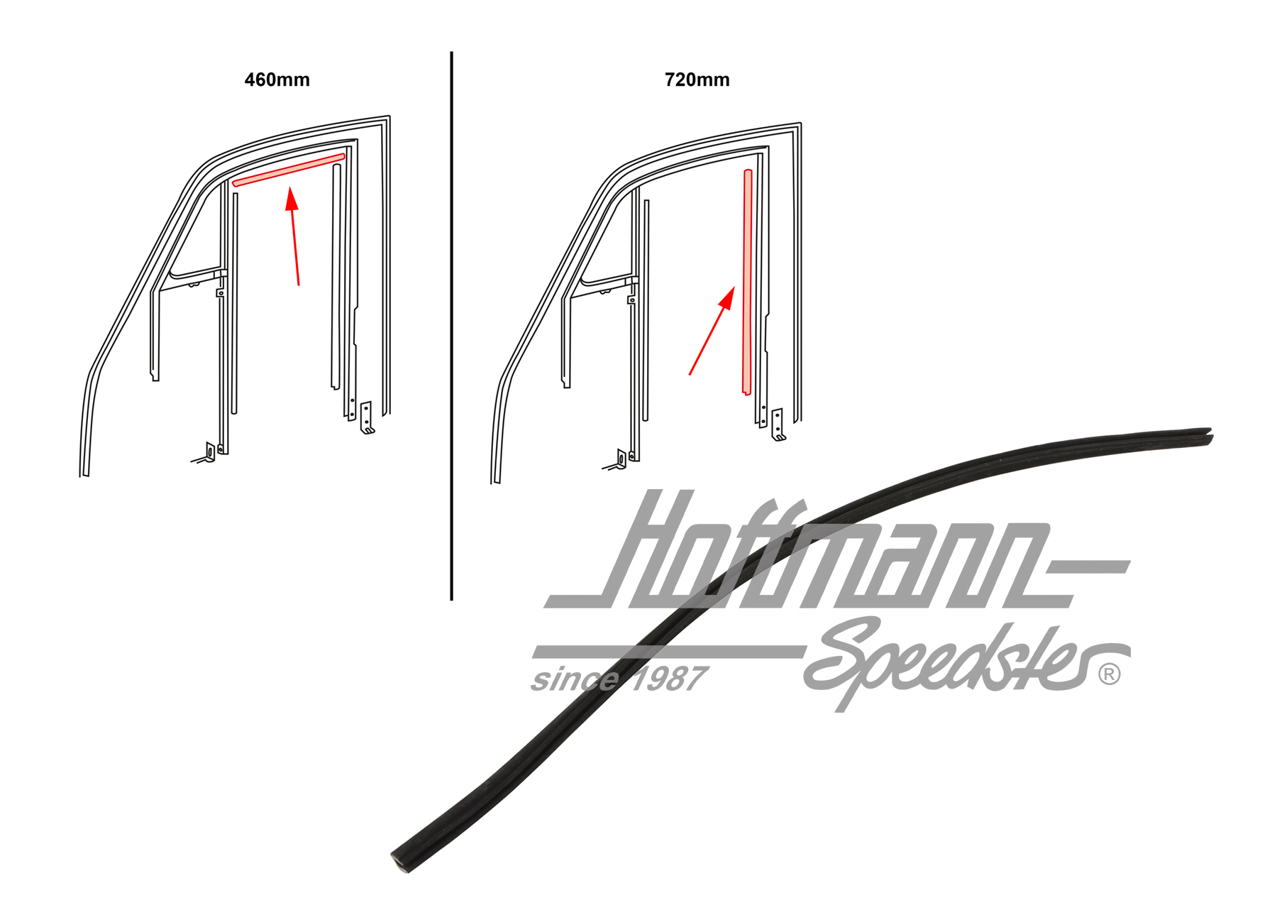 Seal, door window, top/rear                                                                         