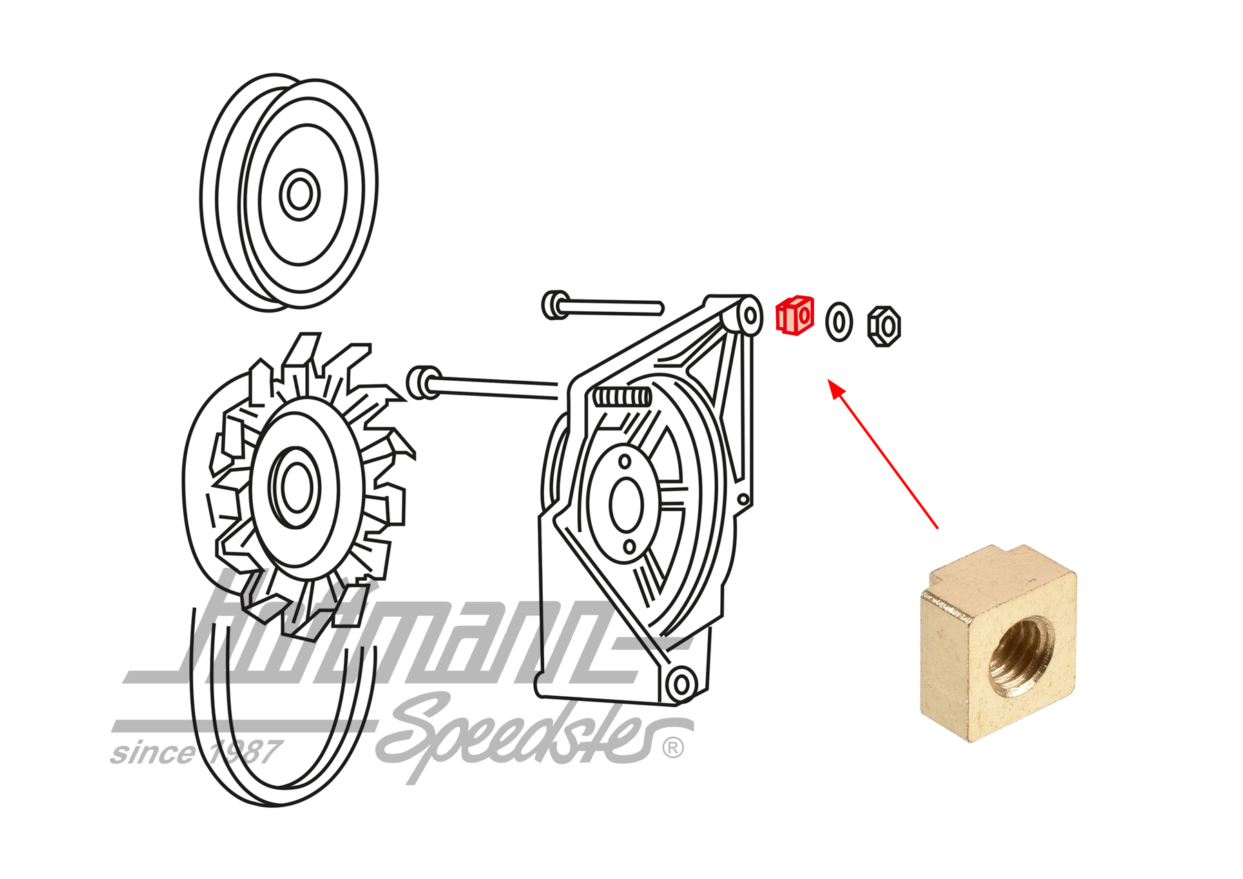 Square nut, generator, 1.7-2.0 | 021 903 243 A | 097-1703-10