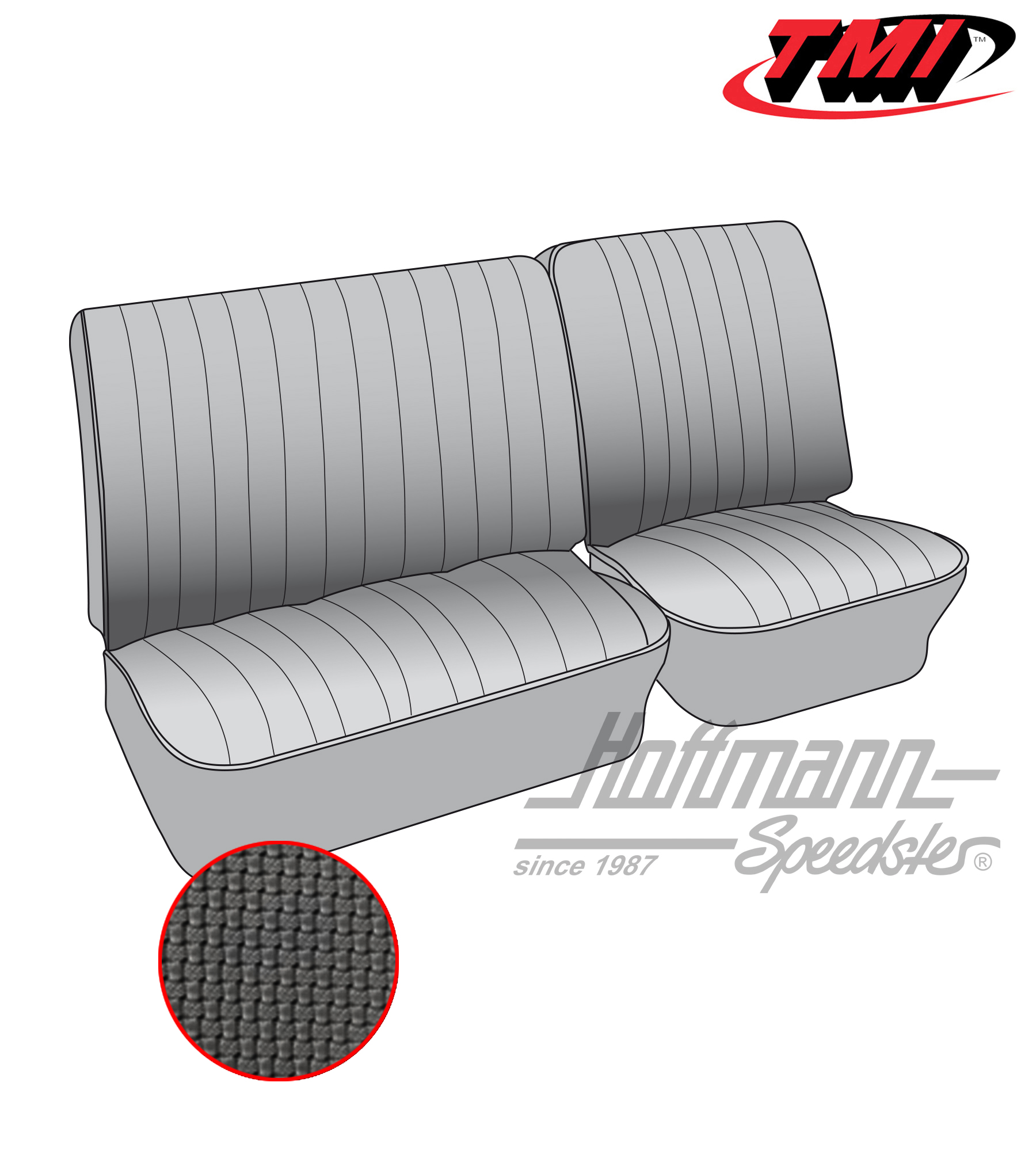 Seat upholstery, front bench, 67-73, black | 43-2113-01 | 098-0630-10
